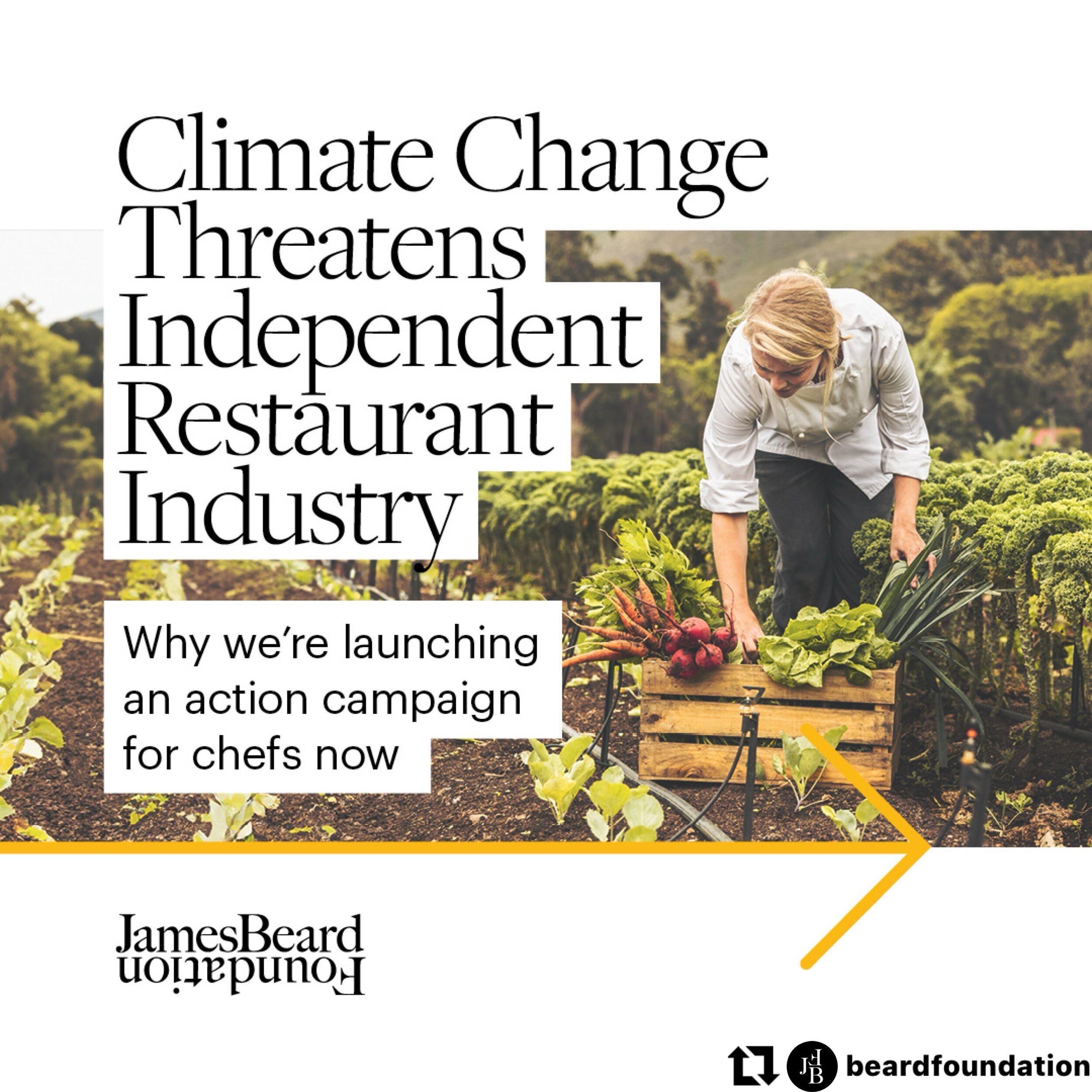 #repost @beardfoundation #important #climateaction #tunein 3/4 Climate change poses an immediate threat to the independent restaurant industry and the millions of people that it employs. Rising temperatures, extreme weather events, floods, drought, f