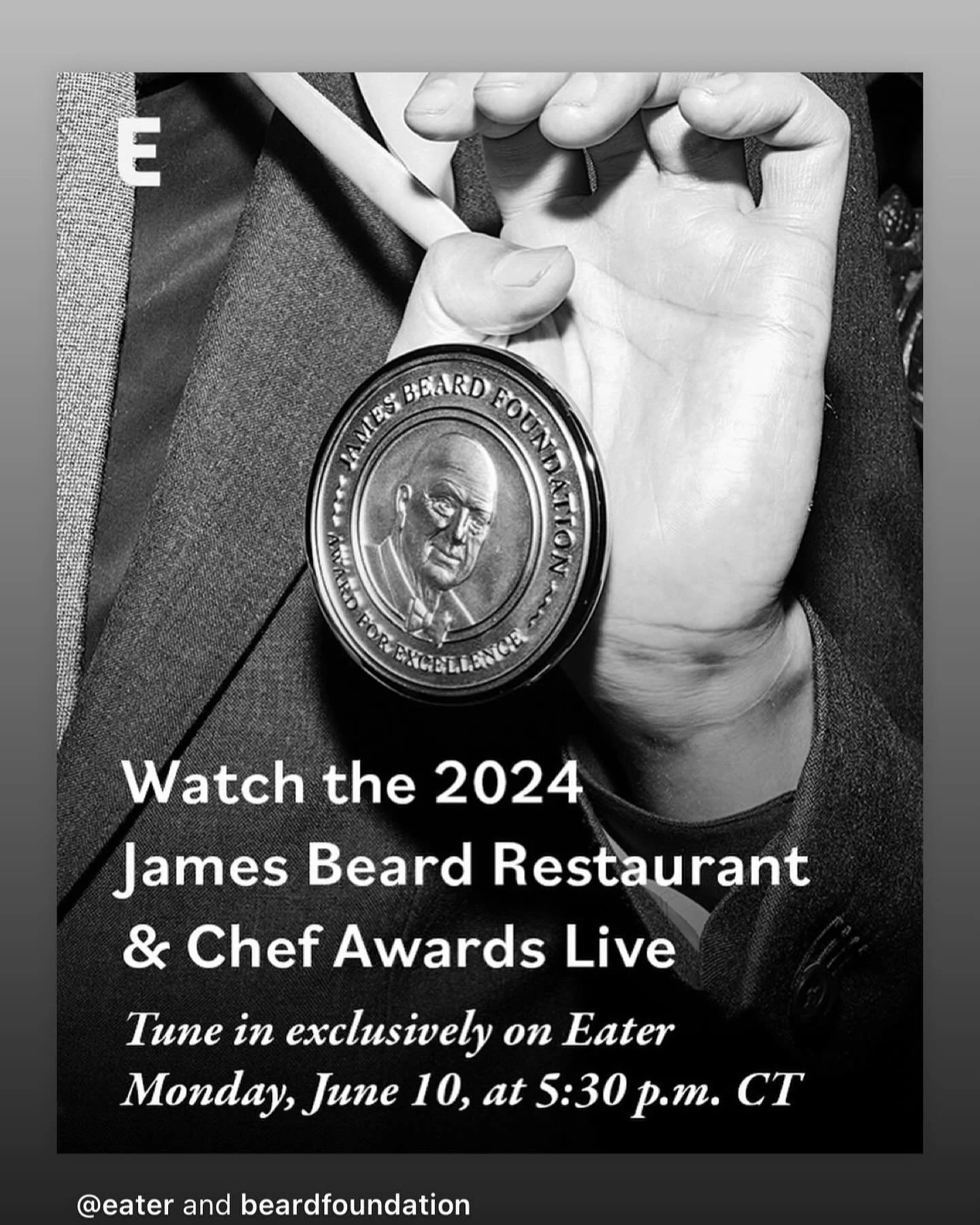 It&rsquo;s tonight! @beardfoundation congrats to all the nominees 🙏