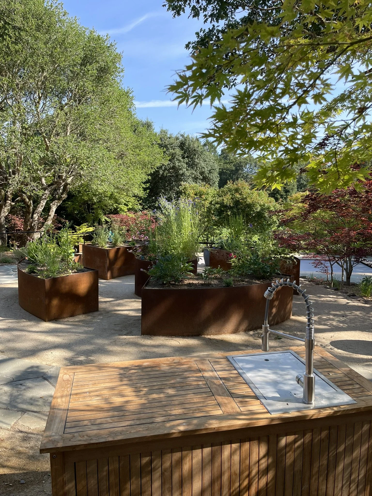 Cut flower garden and processing table with hidden storage 