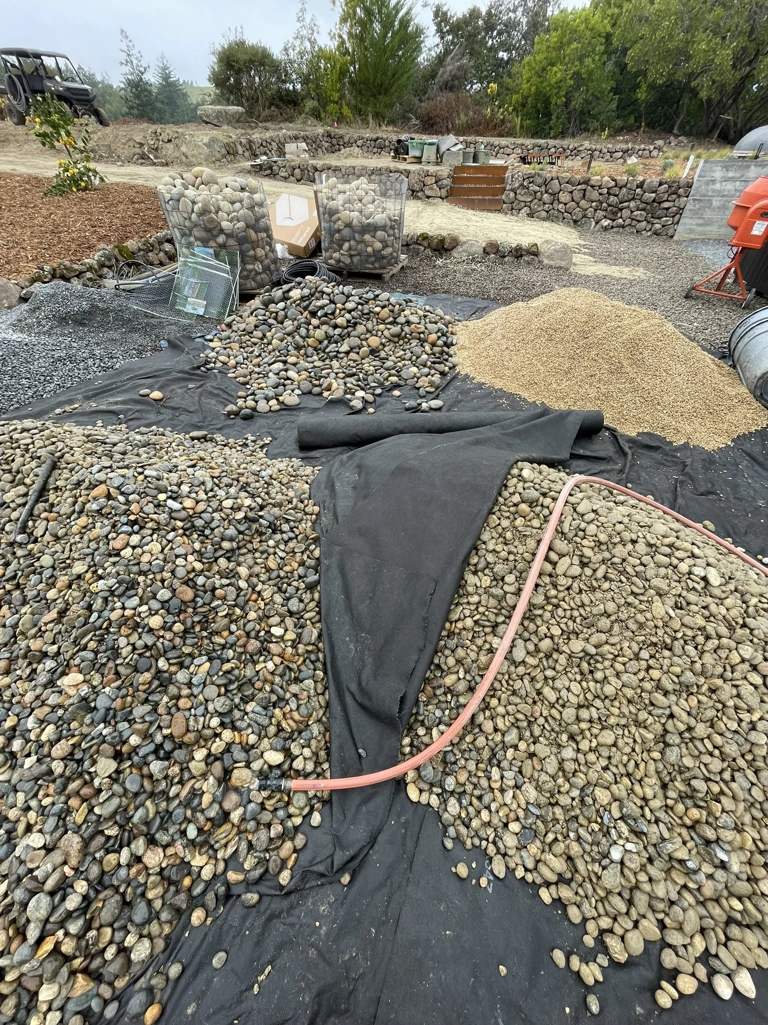 Bulk materials used in dry creek installation