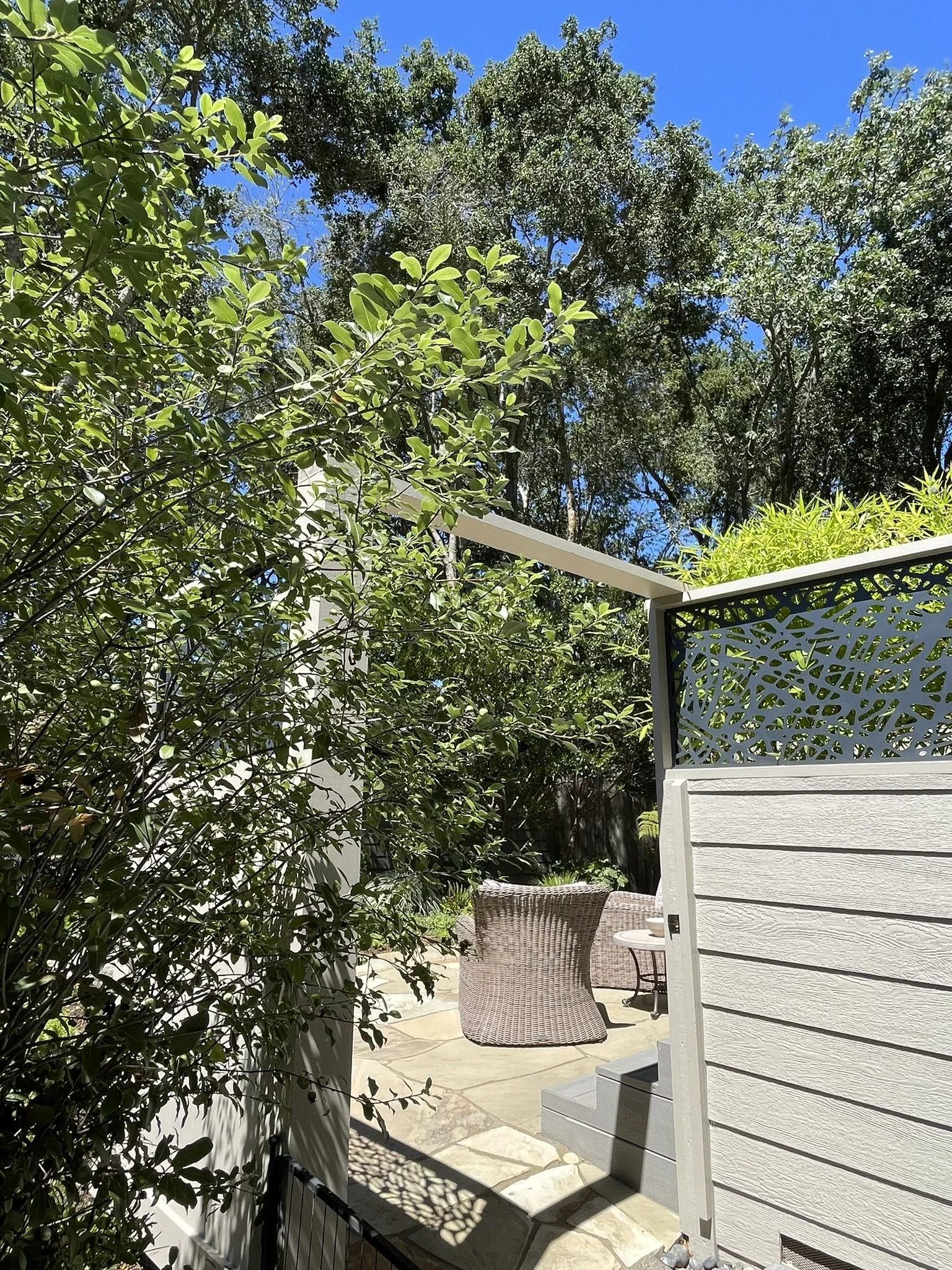 Through the gate leads to a private garden off the primary bedroom.
