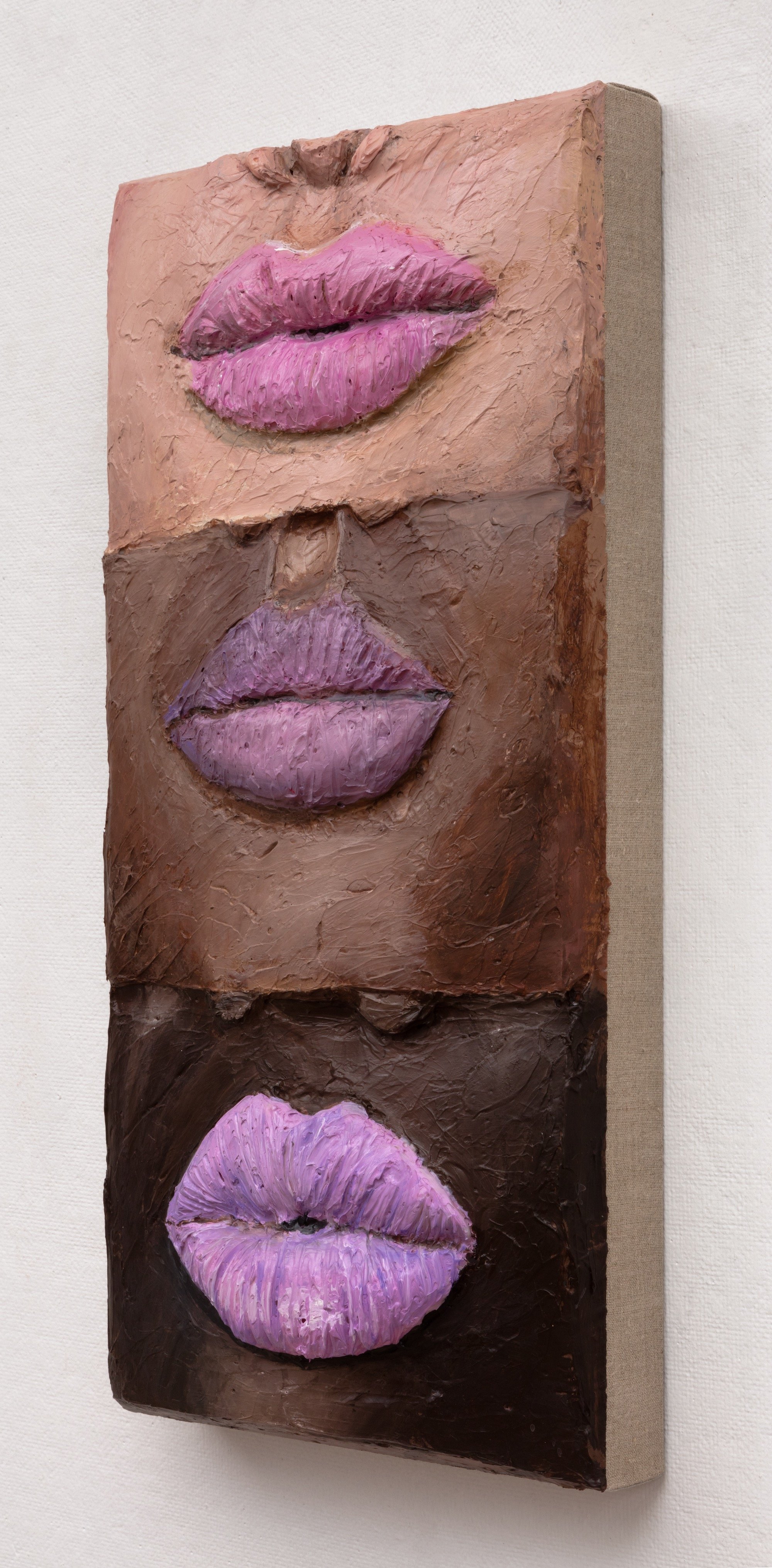 Gina Beavers Matte Pink Lipstick 24 x 12 inches Acrylic on linen on panel 2019 high res side view.jpeg