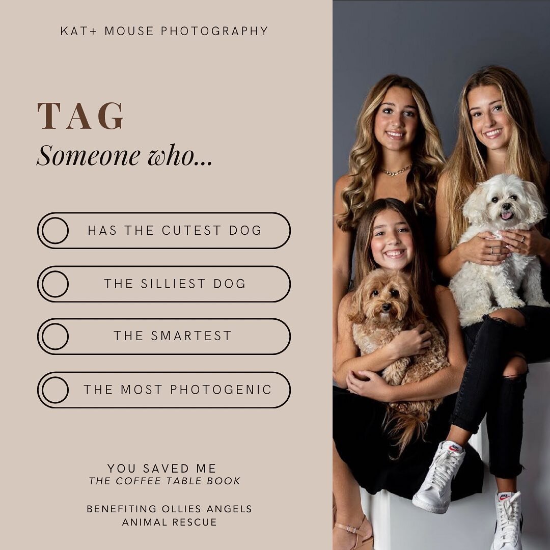 Tag your favorite furbabies!! 

 It&rsquo;s finally here! Now accepting applications! Don&rsquo;t miss out on this once-in-a-lifetime opportunity! YOU SAVED ME -the coffee table book. Featuring dogs and their humans benefiting @olliesangelsanimalresc