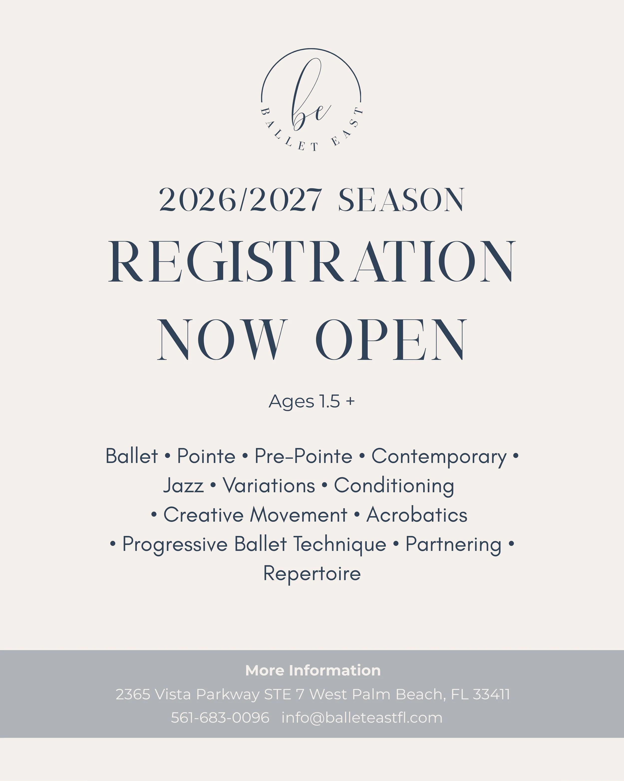 Your future as a dancer is built by the training you choose today.

✨&nbsp;Applications are now being accepted for Ballet East&rsquo;s 2026&ndash;2027 Training Program.

For dancers committed to pursuing excellence, Ballet East offers a training envi
