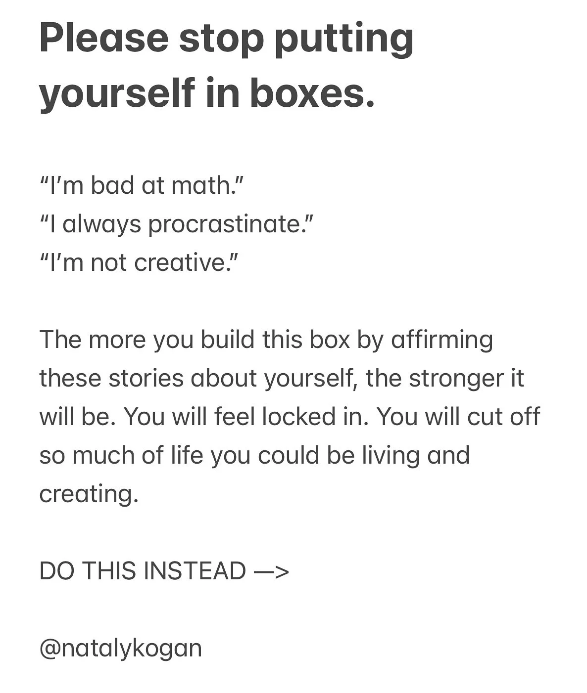 Read this twice.
And then again.
And 10 more times.
.
I&rsquo;m so tired of seeing so many people literally cut off parts of themselves and their lives with these big labels they put on themselves.
.
It&rsquo;s not why you&rsquo;re here! You&rsquo;re
