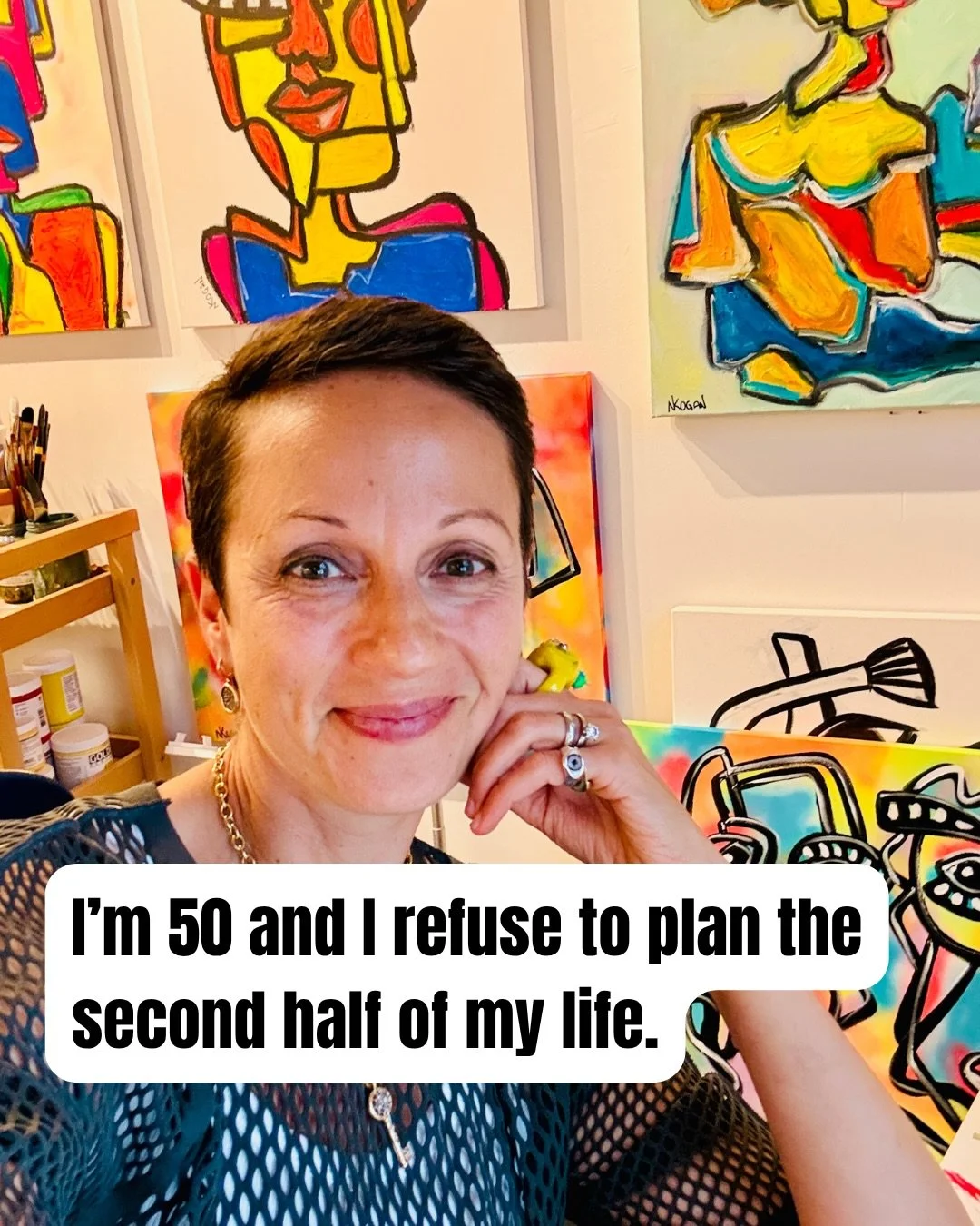 Stop planning the second half of your life. I&rsquo;m 50 and I&rsquo;ve never once done it.
.
I was a tech CEO before I became an author.
.
I picked up a paintbrush at 40 with zero art background and became an artist.
.
Every one of those chapters ca