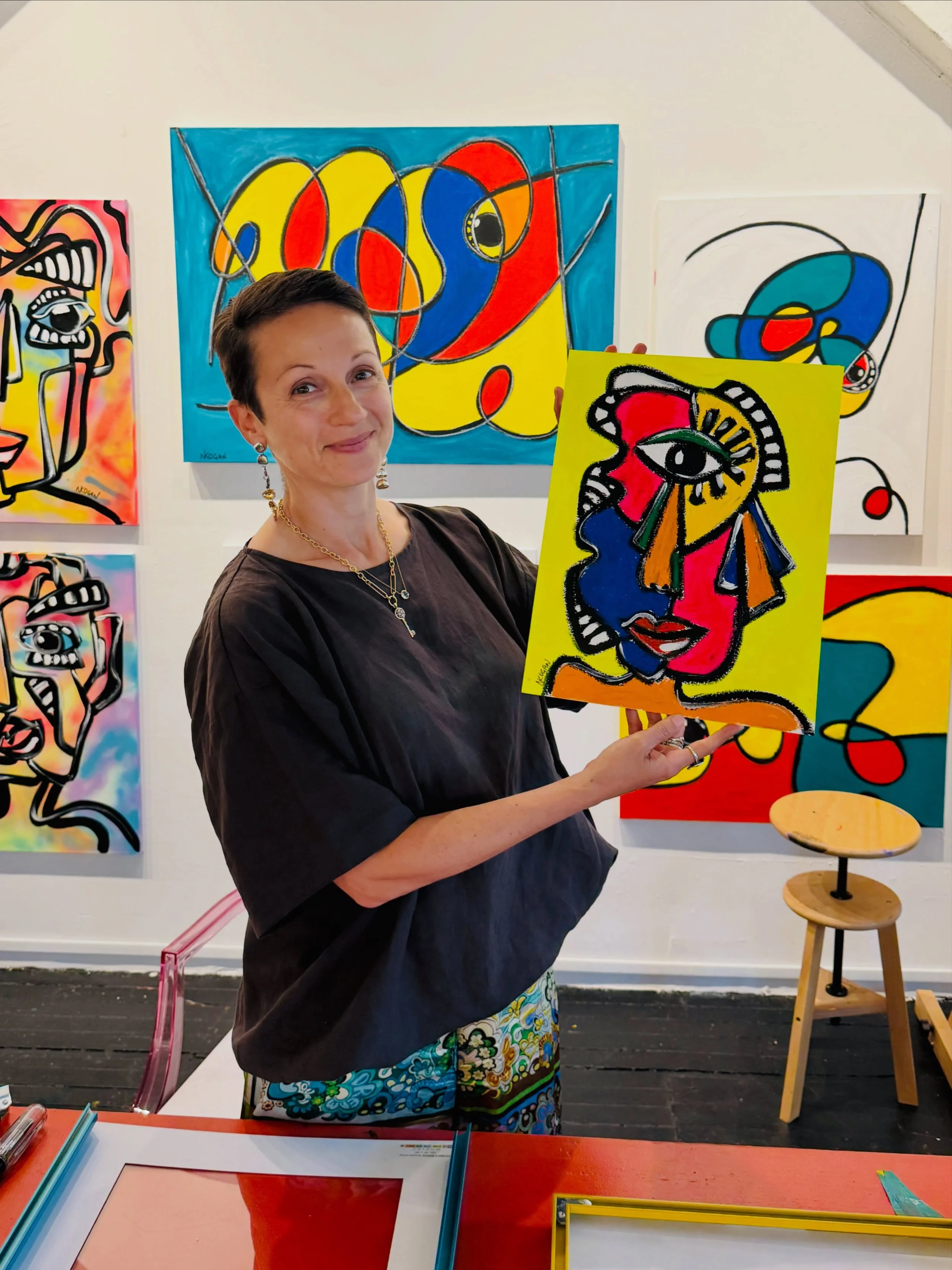 I painted portraits of who by clients are becoming rather than who they are. I called these Expansion Portraits.
.
I&rsquo;ve been guiding these incredible women to create their next for the past year. 
.
When we gathered in my studio for my Art of E