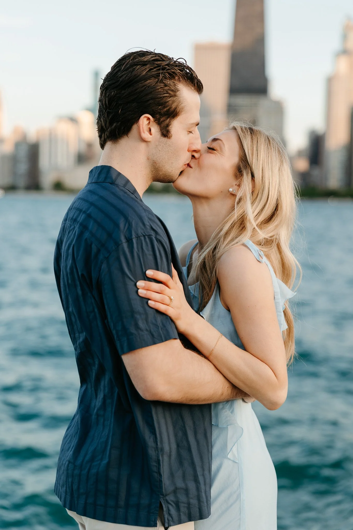 chicago lakefront summer engagement photos at north avenue beach