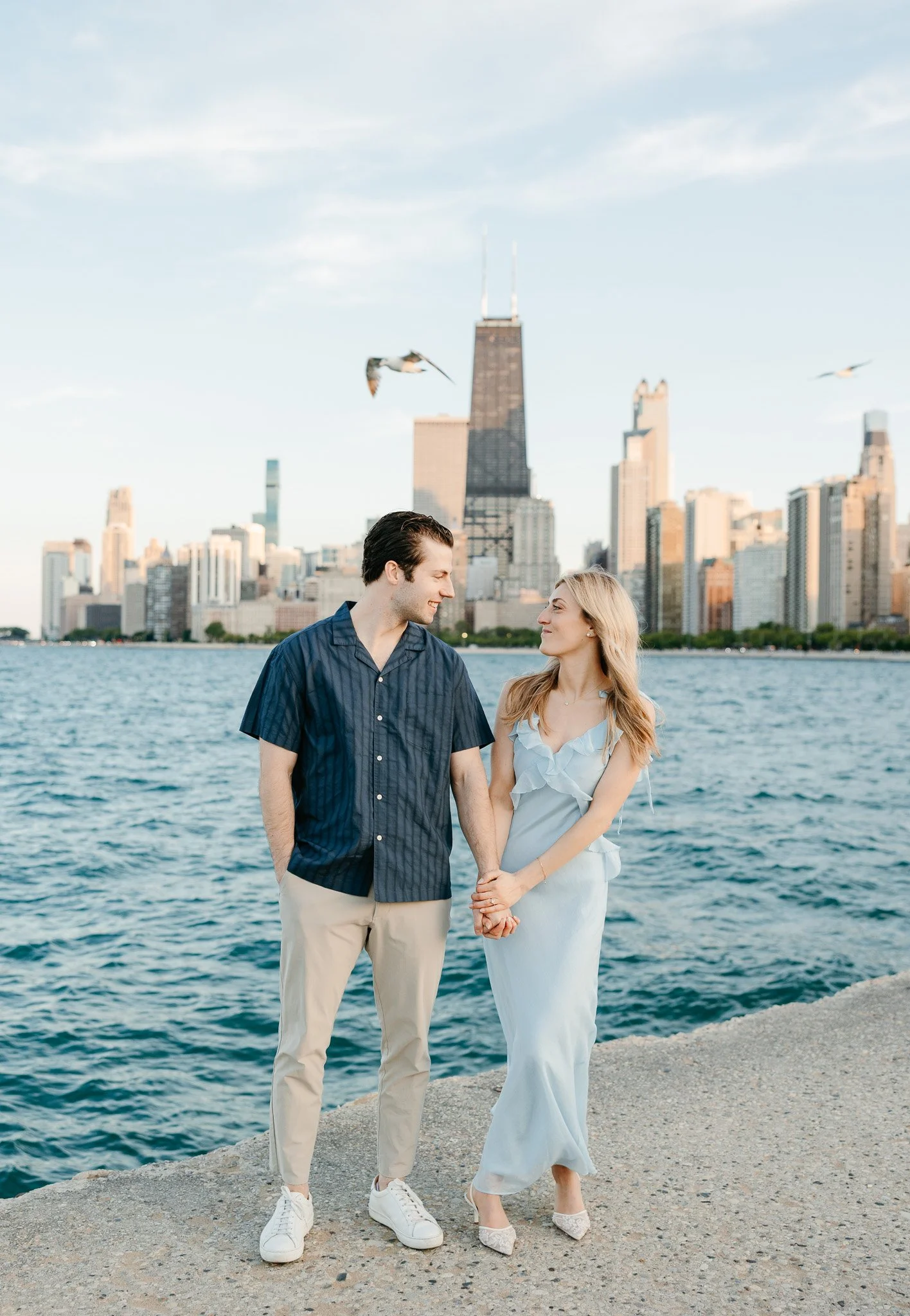 chicago lakefront summer engagement photos at north avenue beach