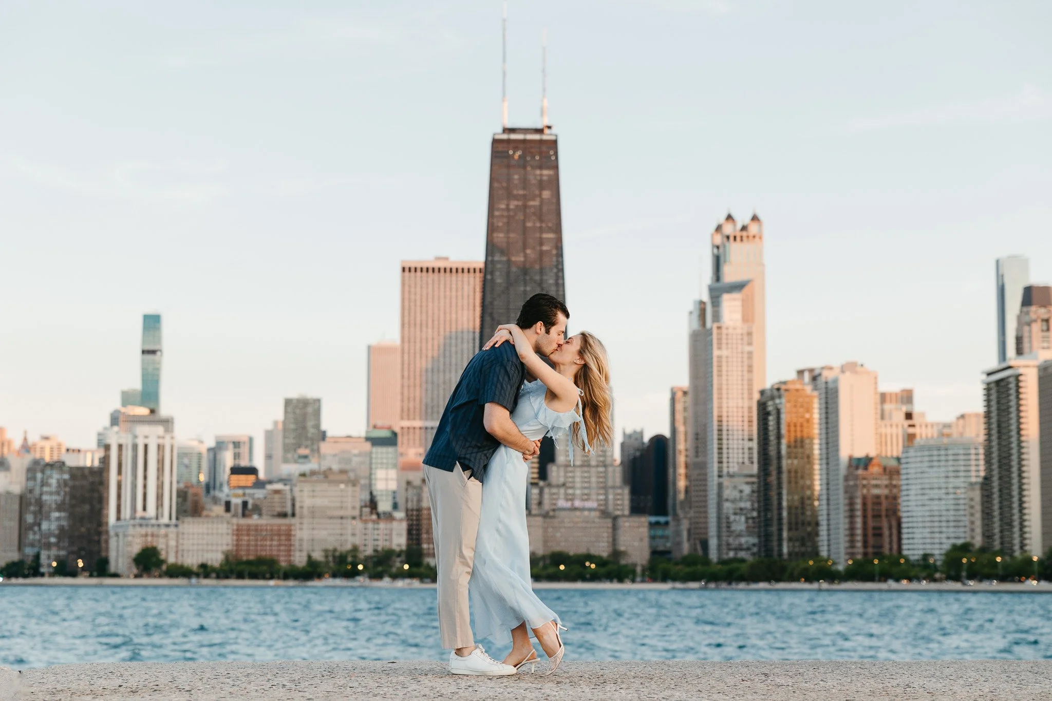 chicago lakefront summer engagement photos at north avenue beach