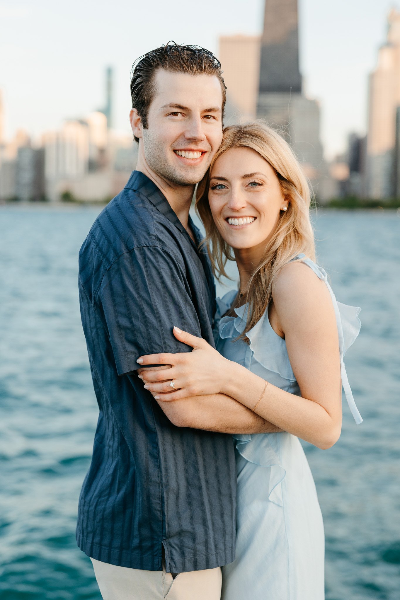 chicago lakefront summer engagement photos at north avenue beach