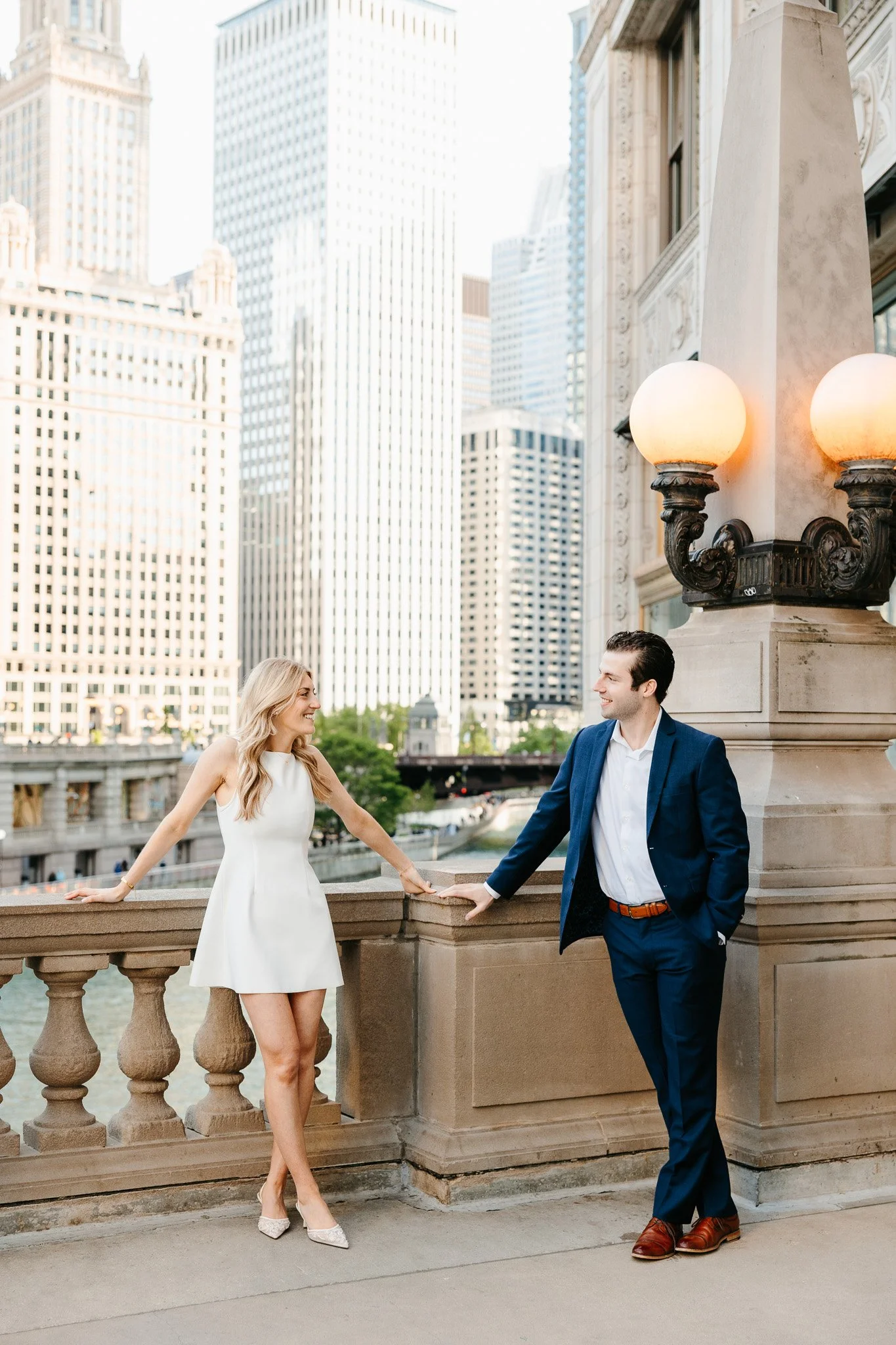 wrigley building chicago engagement photos