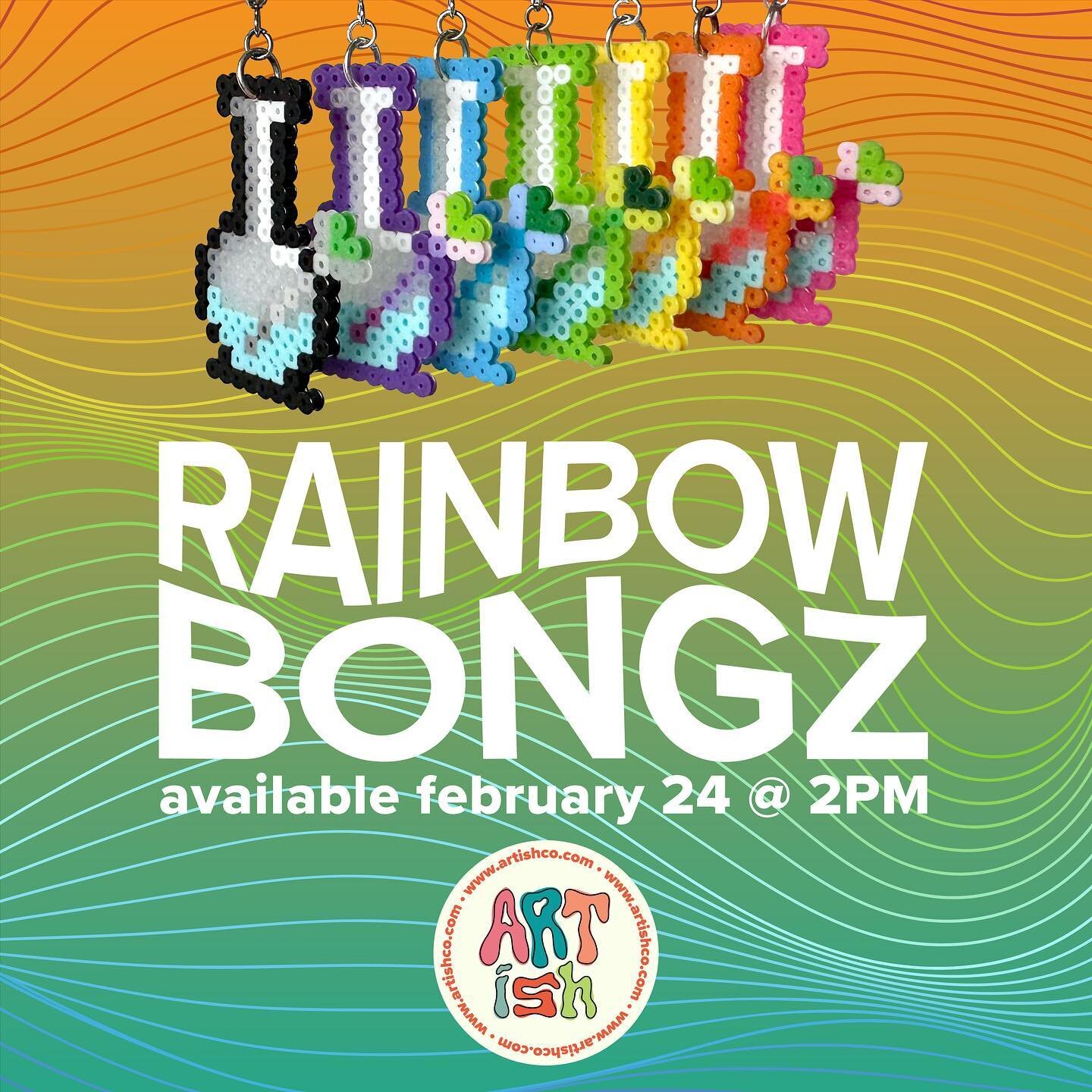 introducing collection one: rainbow bongz 🌈 

featuring 7 different colors, this collection of earrings will definitely take your jewelry game to a higher level 😌

available TOMORROW friday feb 24th at 2PM.

*all earrings are hand made to order, so