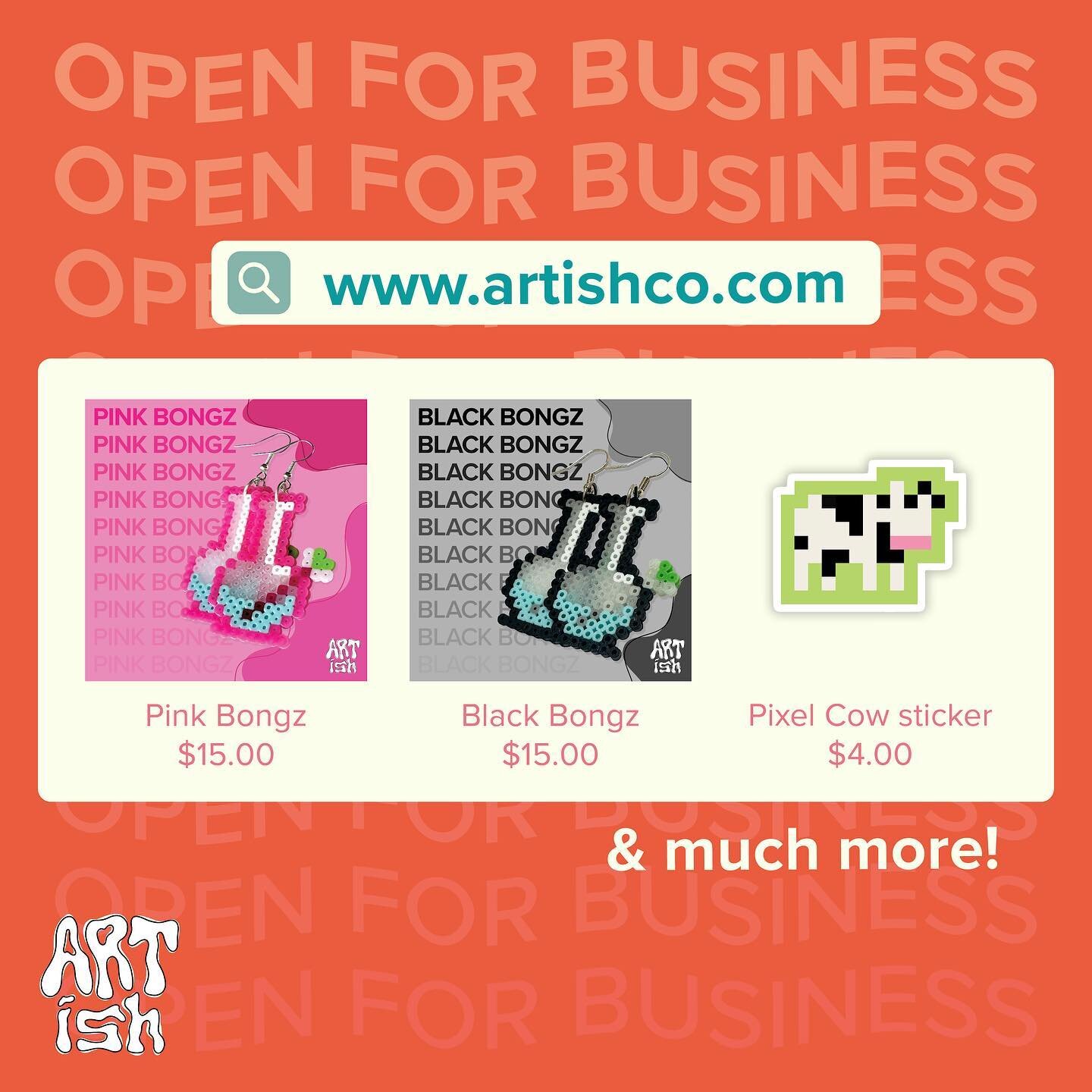 WE ARE LIVE!!!!!!

artishco.com is officially open for business!!

on the shop right now we have our rainbow bongz earring collection as well as some fun stickers!! check it out 🌀