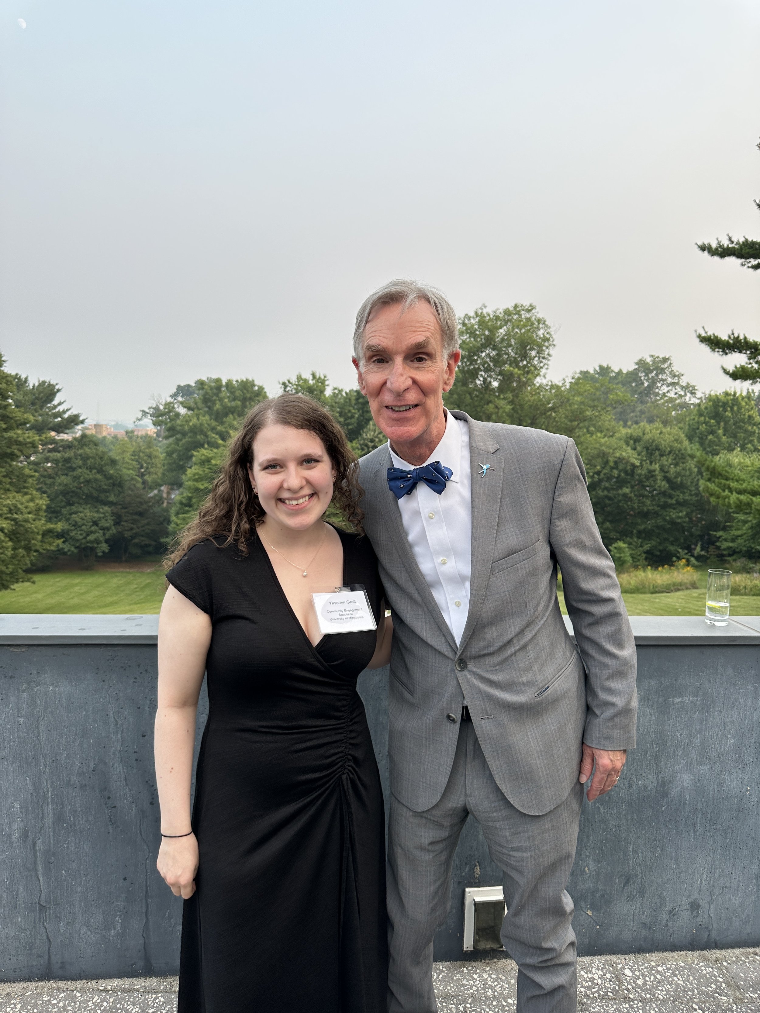  Yasamin Graff pictured with Bill Nye at a Planetary Society dinner at the Swiss Ambassador's home in Washington D.C. 