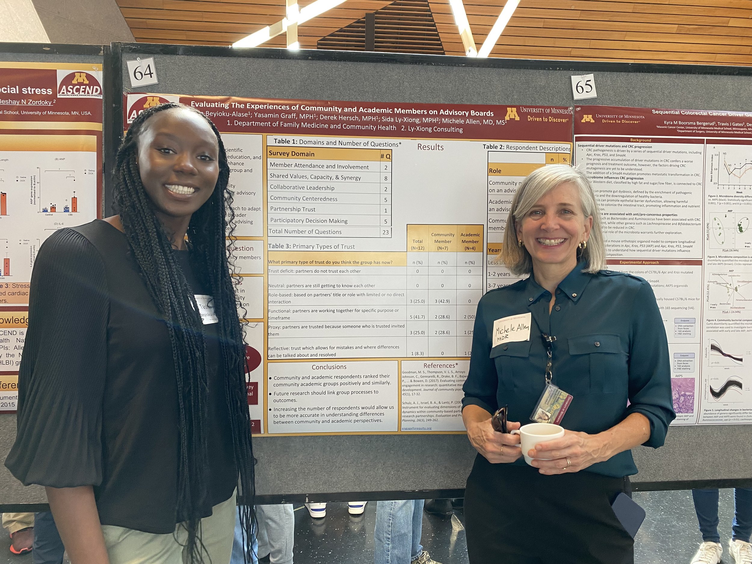  "Evaluating the Experiences of Community and Academic Members on Advisory Boards", Tasha Beyioku-Alase; Yasamin Graff, MPH; Derek Hersch, MPH; Sida Ly-Xiong, MPH; Michele Allen, MD, MS  Tasha Beyioku-Alase and her mentor Michele Allen piloted a surv