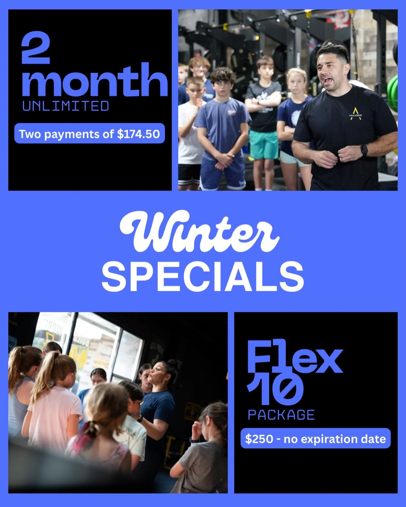 There&rsquo;s still time to join us this winter! ❄️⚡️

✅ Option 1- two months of unlimited training ( 2 payments of $174.50)

✅ Option 2 - 10 group class credits with no expiration date ( $250 )

✅ Option 3 - work with one of our performance speciali