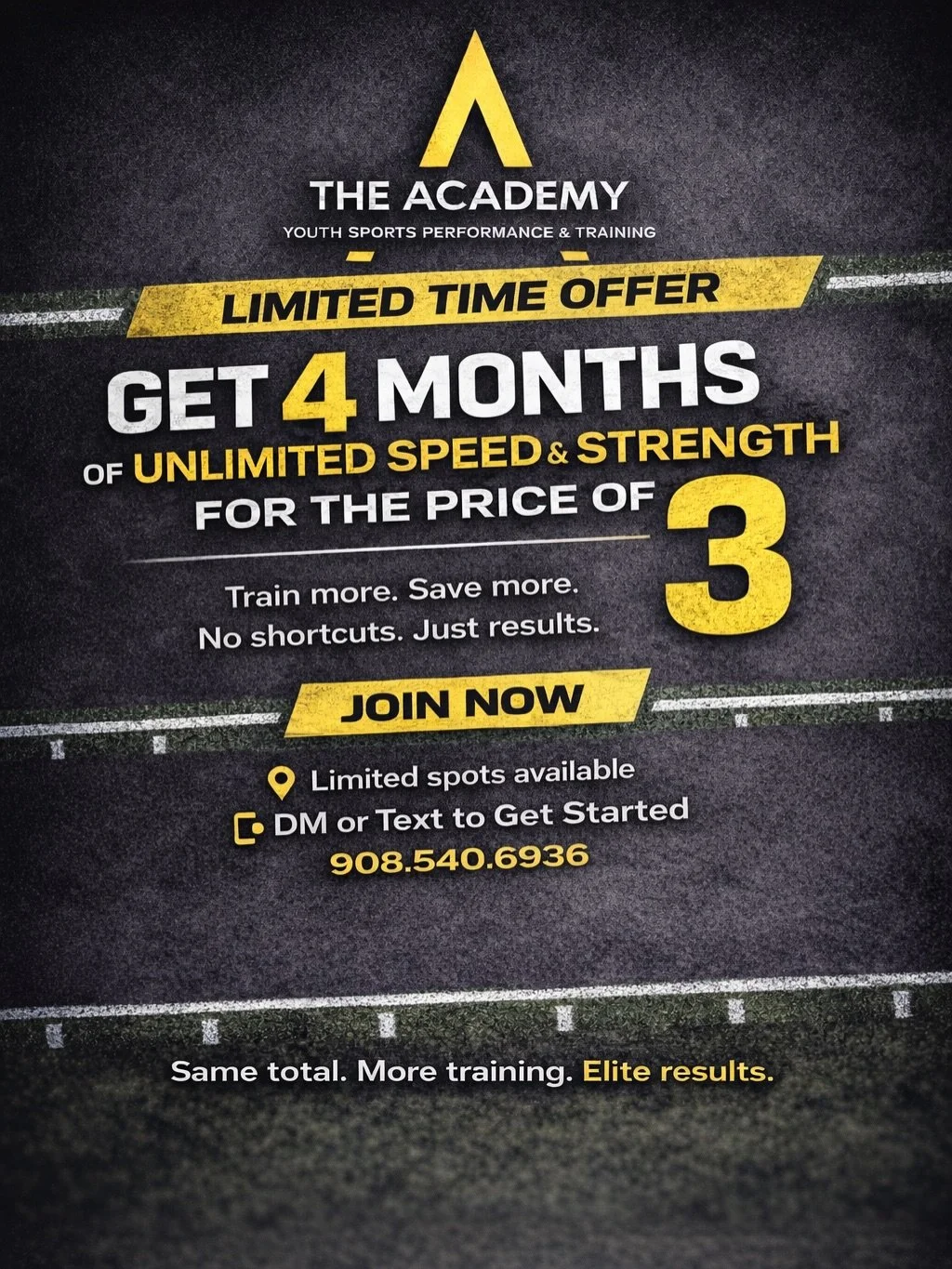 Join us this spring with our buy 3 get 1 offer ! ⚡️

Starts on day of sign up!

Programs from 3rd grade - 12th grade 🥇

In-season &amp; off-season training to keep leveled up all year 📈

Refer to slide 2 with any questions! 

📍GARWOOD NJ 📲908.540