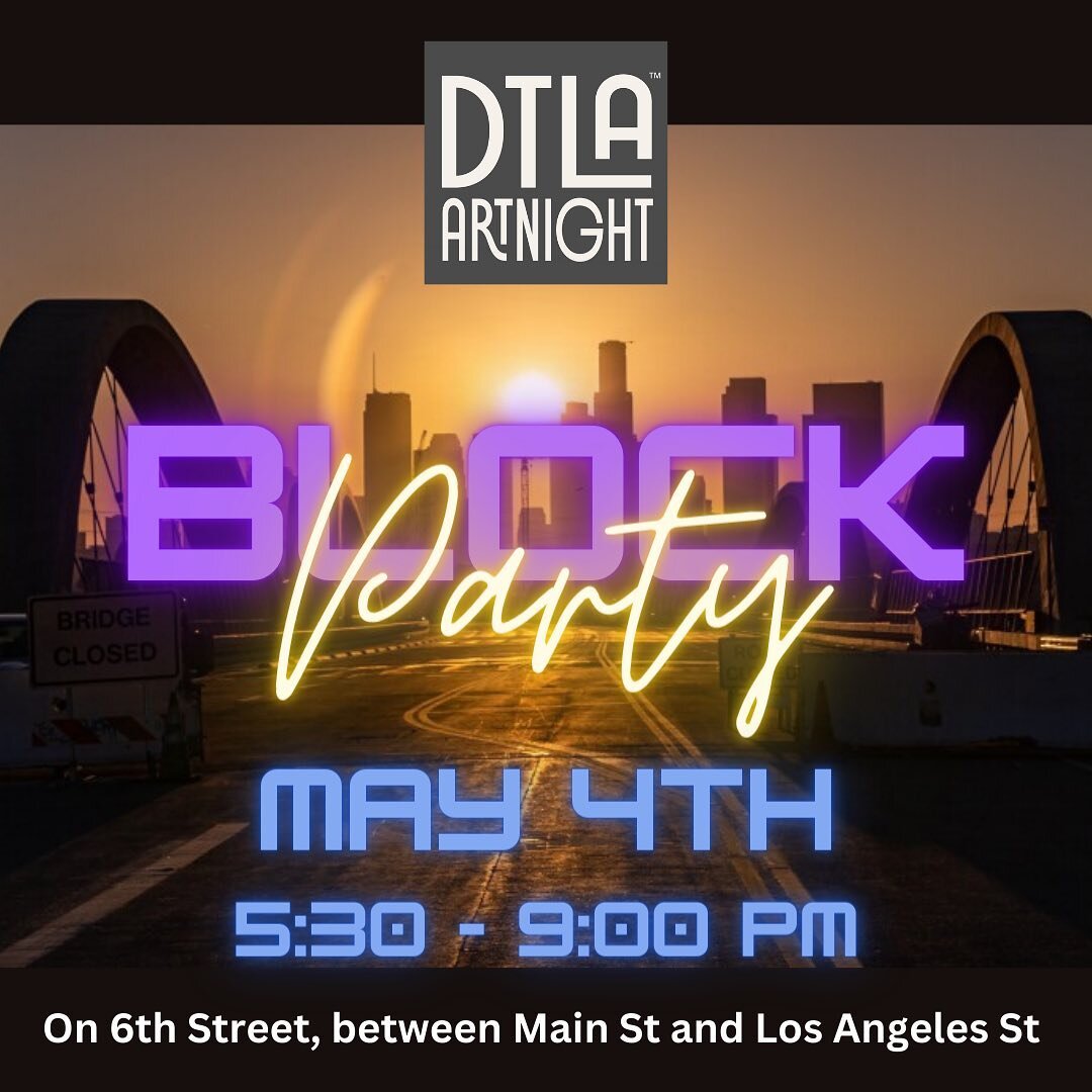 ‼️THURSDAY‼️

The block party is on! In the heart of DTLA in the @historiccore come and join in the street fun! Don&rsquo;t forget to check out all the galleries that night and swing by the block party. 

.
.
.
#dtla #blockparty #artnight #art #galle