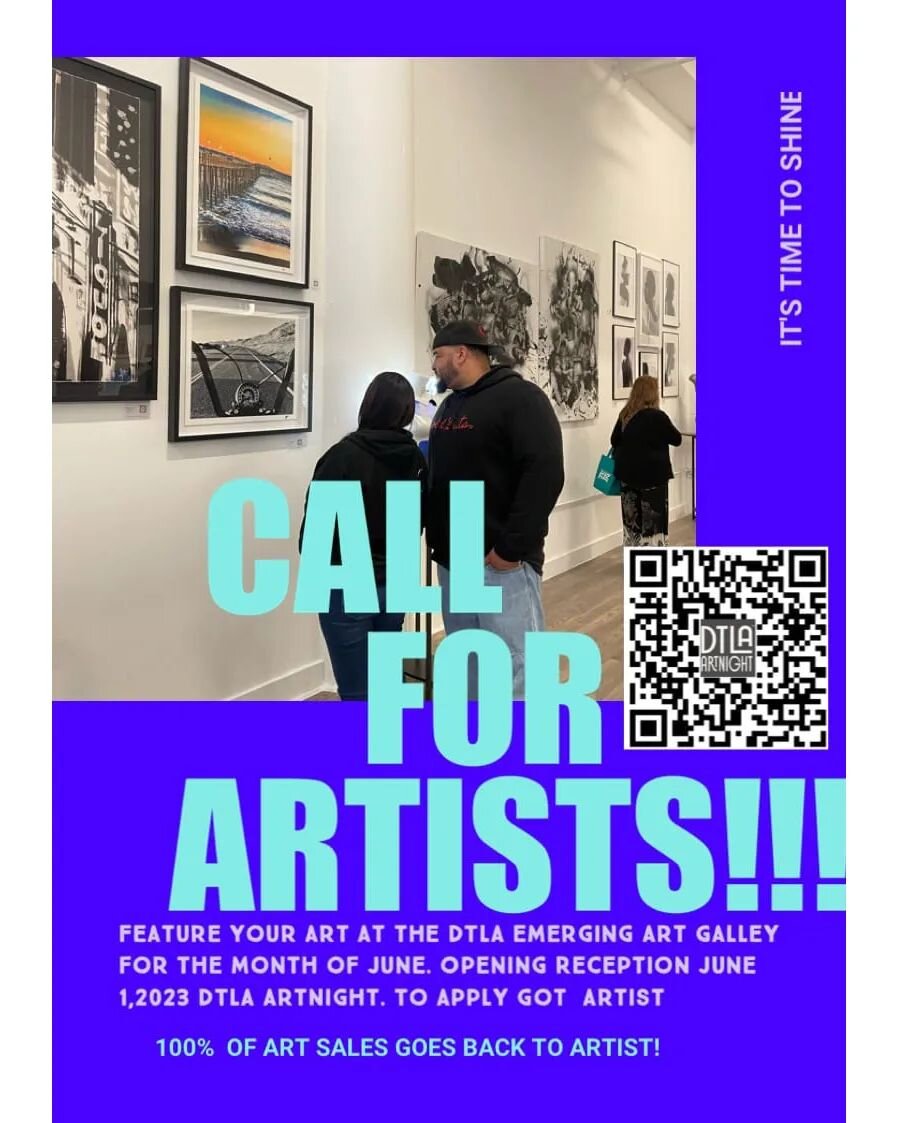⠀⠀⠀⠀⠀⠀⠀⠀⁠
CALL FOR ARTISTS 📣
⏫ SUBMISSION FORM LINK IN PROFILE ⏫⁠
⠀⠀⠀⠀⠀⠀⠀⠀⁠
Artists, feature your Art at the @DTLAArtNight Emerging Gallery in June 🥳 Opening Reception June 1st 💰 Keep 100% of your sales 🎫 Link in Profile for &quot;Art Submission 