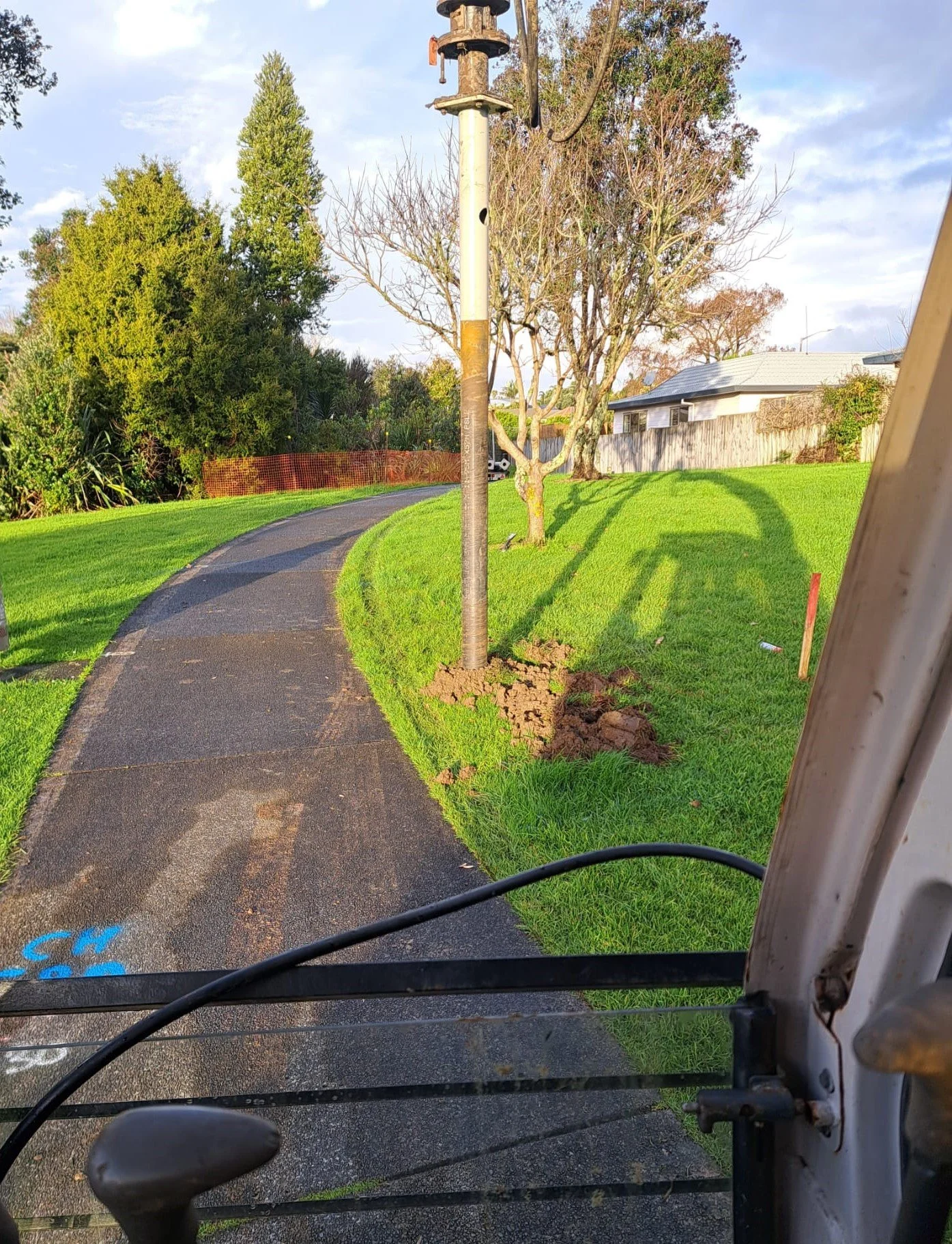 Installed pile in a park with minimal mess