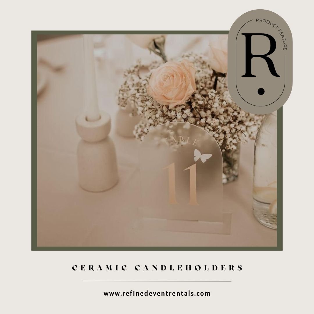 Looking for rental items that create a M O D E R N yet T I M E L E S S look!? ​​​​​​​​
​​​​​​​​
Some say the two can't exist and I couldn't disagree more... because our Ceramic Candleholders (a current fave of mine + yours) are exactly that! ​​​​​​​​