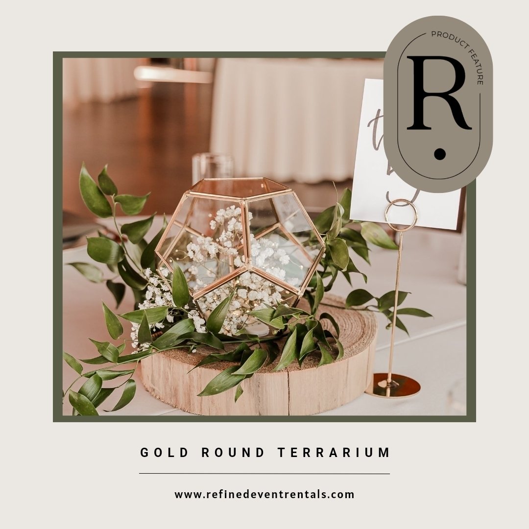 Looking to add a subtle pop of gold to your tablescape?​​​​​​​​
​​​​​​​​
The gold terrariums are always a go to for clients who want a bit of gold to compliment their tablescape but not completely take over. ​​​​​​​​
​​​​​​​​
Include your choice of l