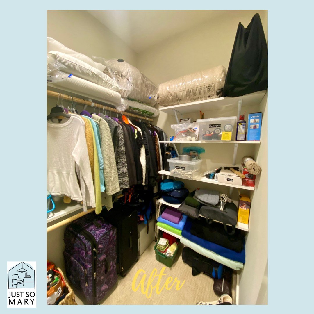 🌟 Quick Closet Refresh Alert!🌟 Sorting, purging, maximizing space, labeling- this closet got a mini-makeover.  Now there is a place for everything.

#ClosetGoals #ClosetOrganization #ProfessionalOrganizer
