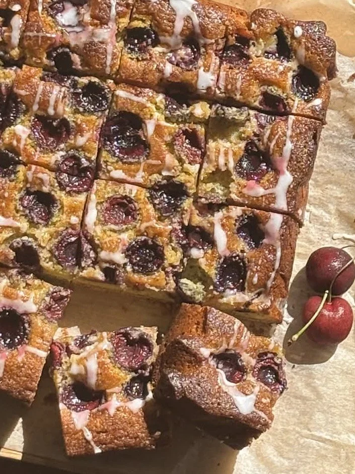 Cherry & pistachio slice