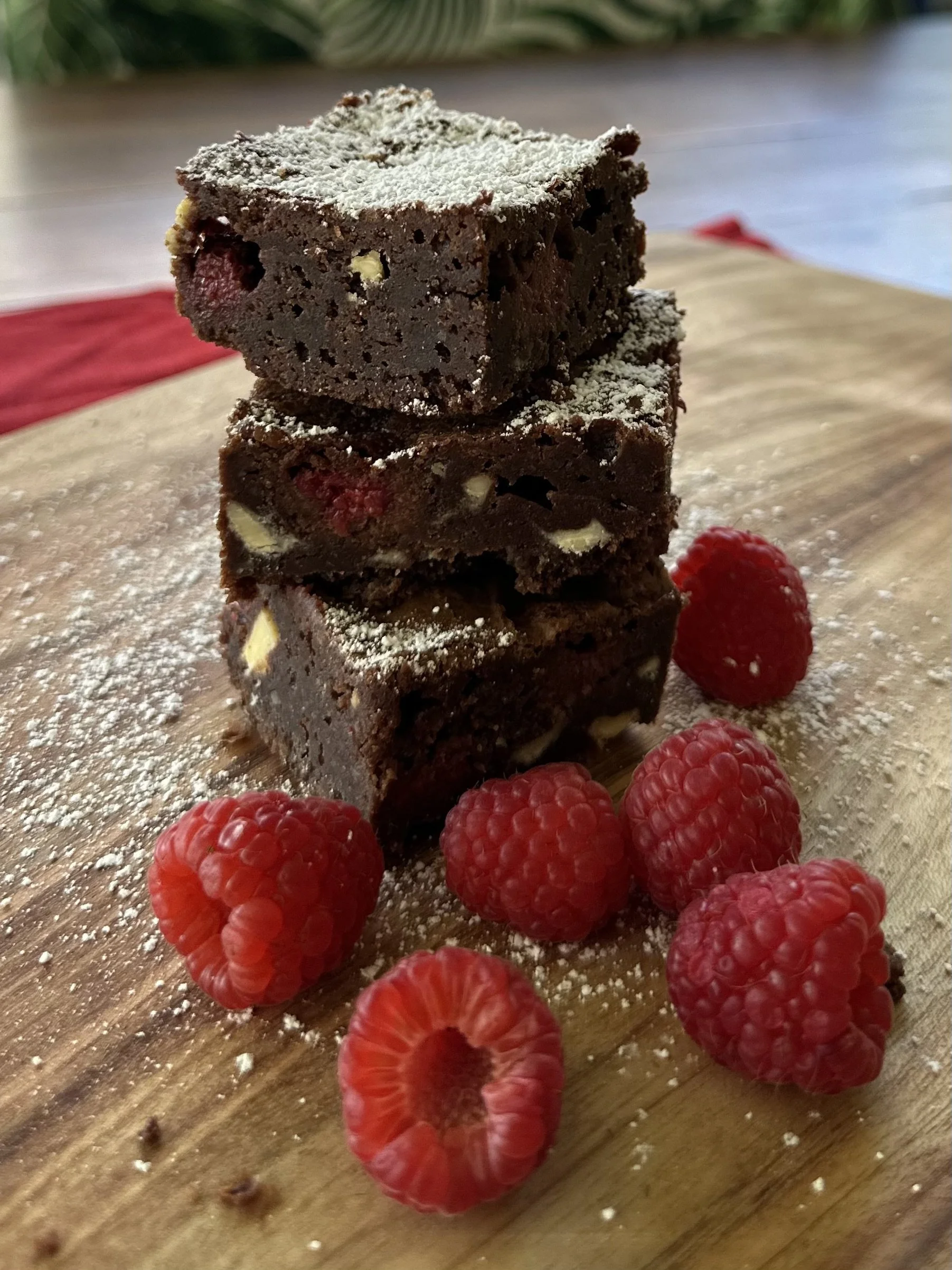 White chocolate & raspberry brownies