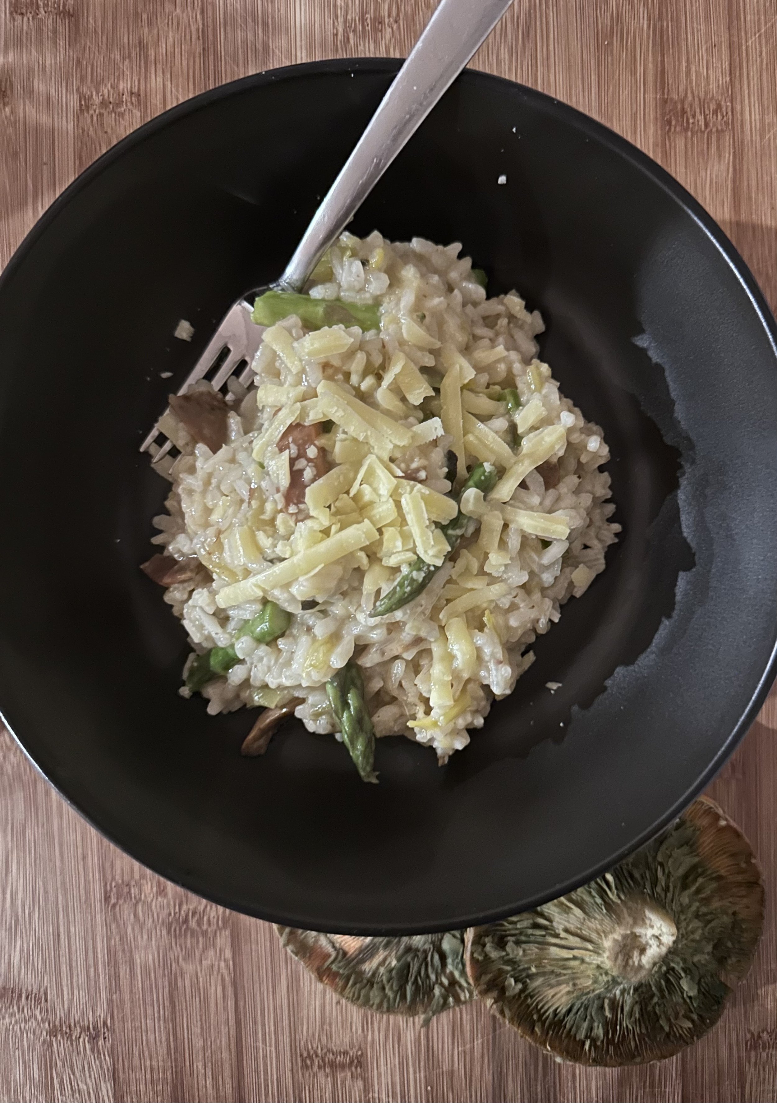 Mushroom, leek & asparagus risotto