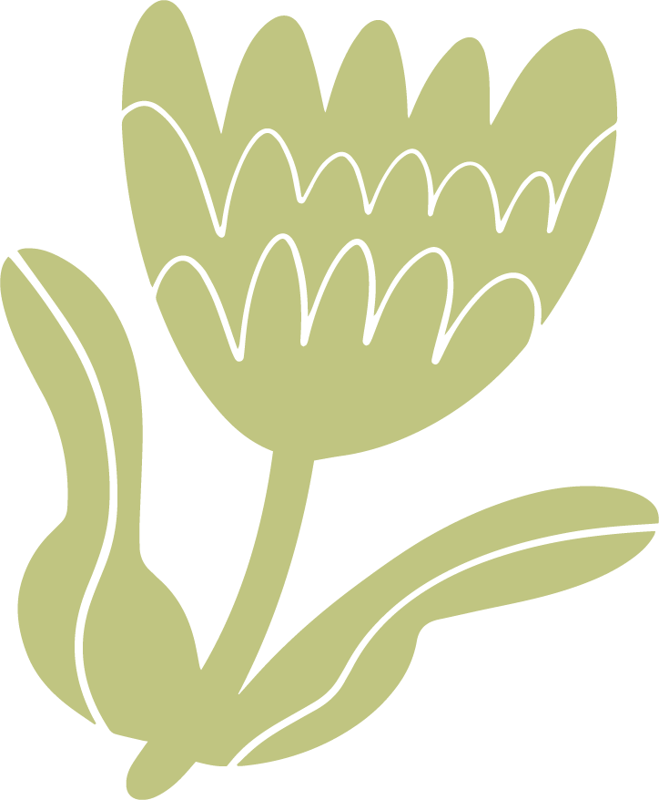 An illustration of a flower in green