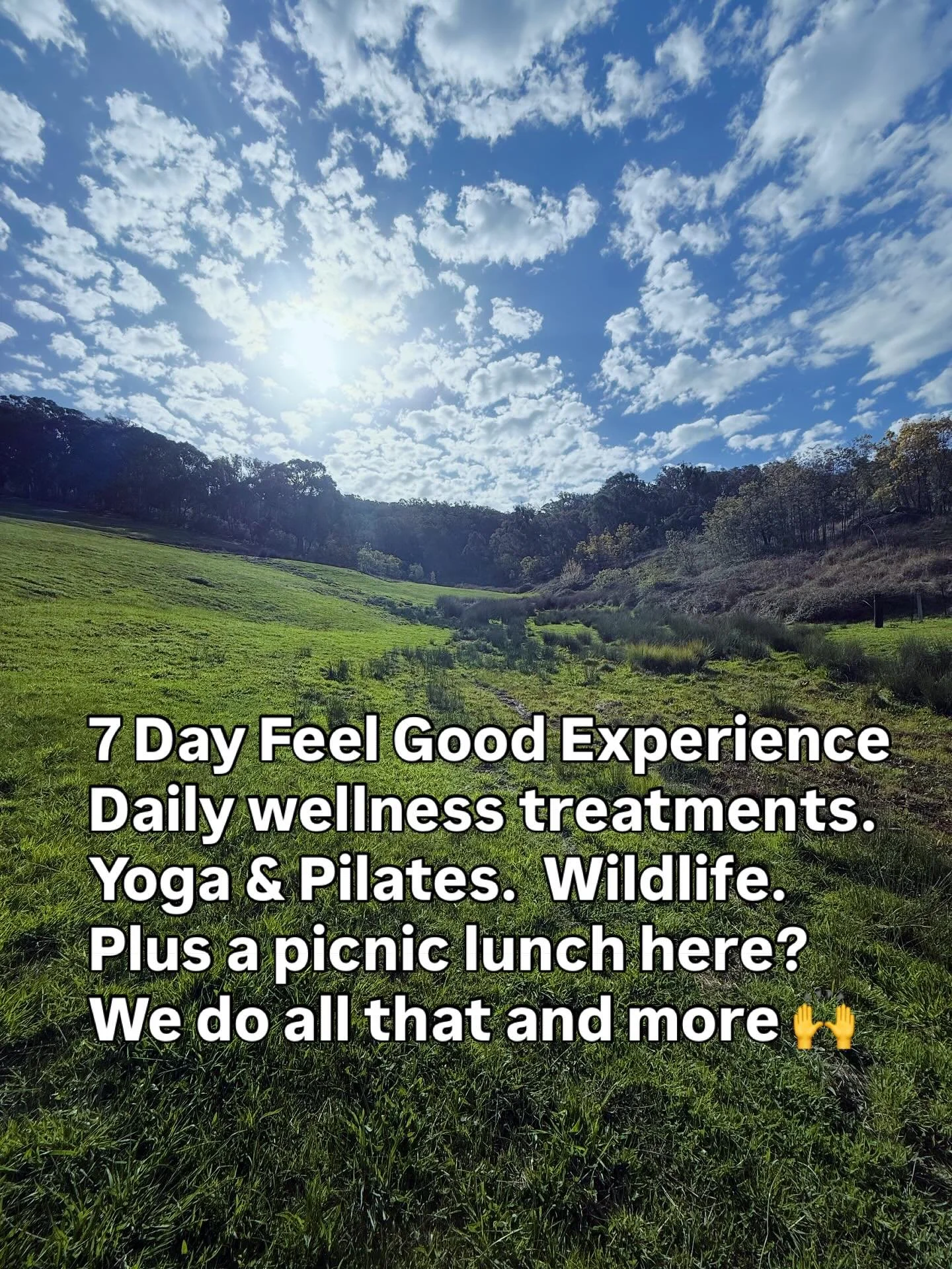 Award-winning Victoria Escapes.
*Daily wellness treatments &amp; massage
*Physio-led yoga and reformer pilates
* Hands-on experience with wildlife
= An experience you&rsquo;ll remember for the rest of your life.

Come as you are, leave feeling wildly