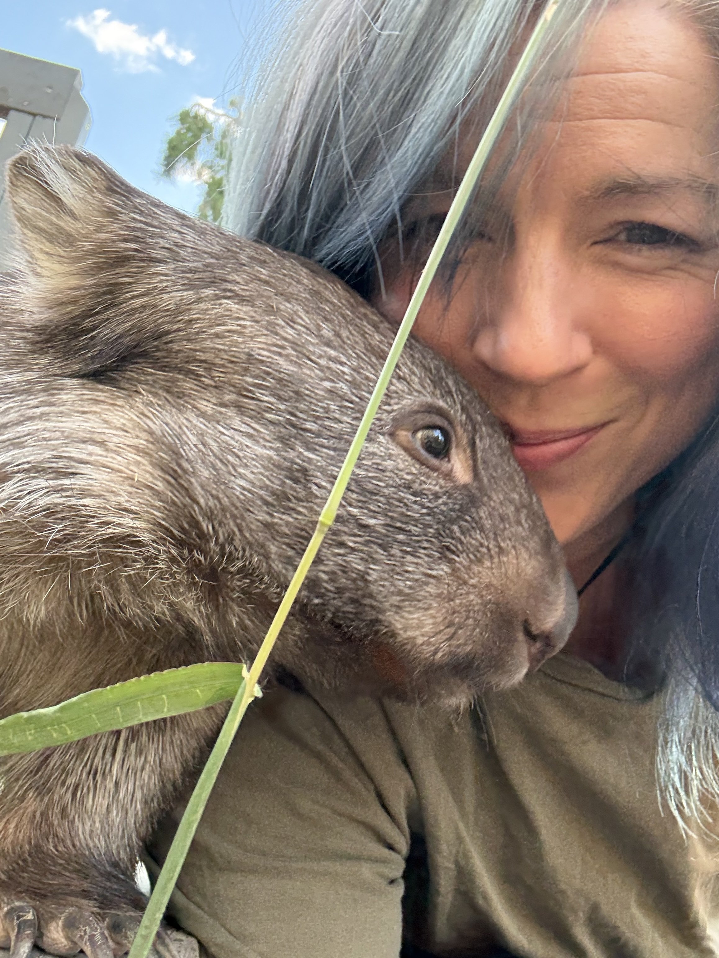 Jill with wombat and blue hair.jpg