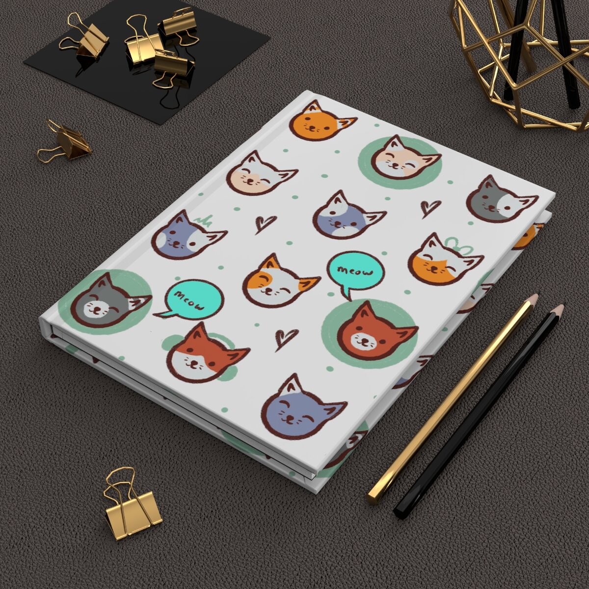 Cute Multi-colored Cats Hardcover Journal — wbartwrk Cute Multi-colored Cats Hardcover Journal — wbartwrk