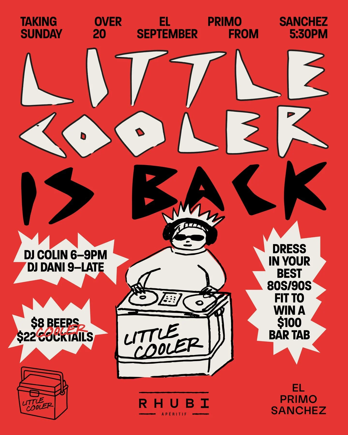 THAT'S RIGHT LITTLE COOLER IS BACK 👀 You begged.  @elprimosanchezsydney delivered. It may only be one night, but Sydney's coolest pop-up returns on September 20, with our amigos at @rhubimistelle. $8 beers &amp; $22 Cooler cocktails, with DJ @threet