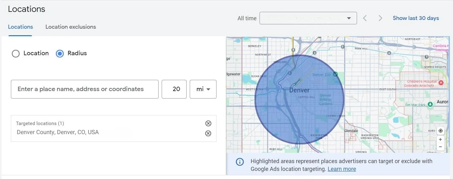 ppc radius targeting