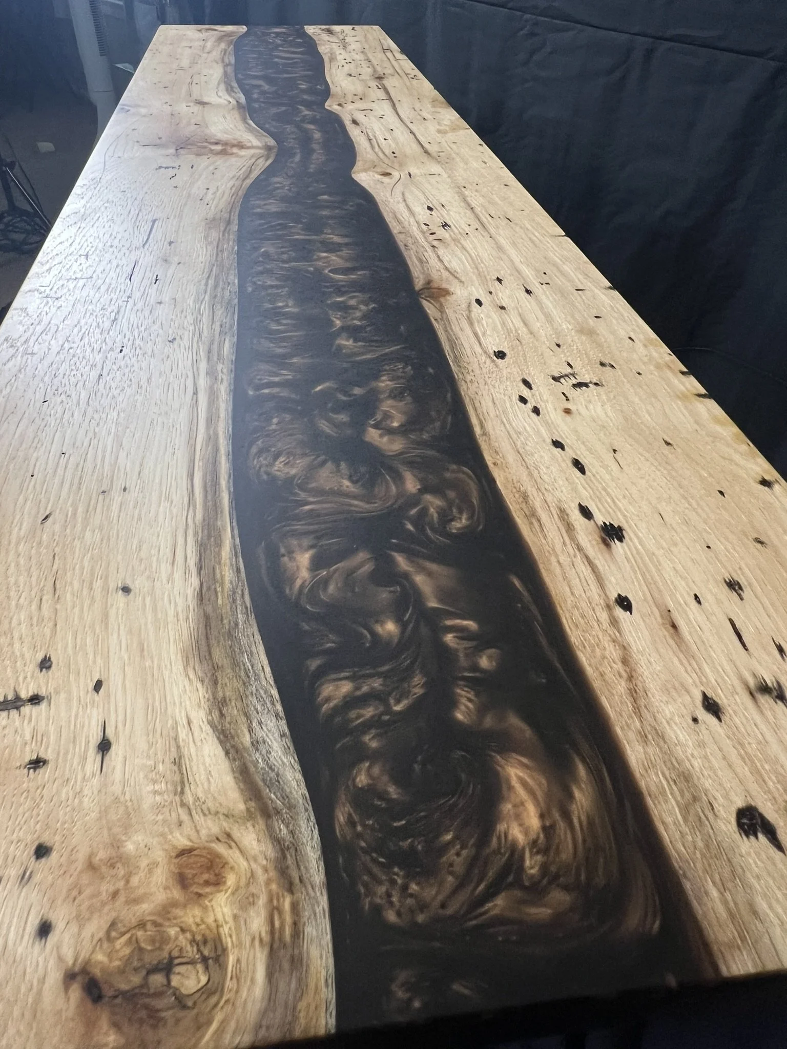 Pecan / Bronze Epoxy Entryway table