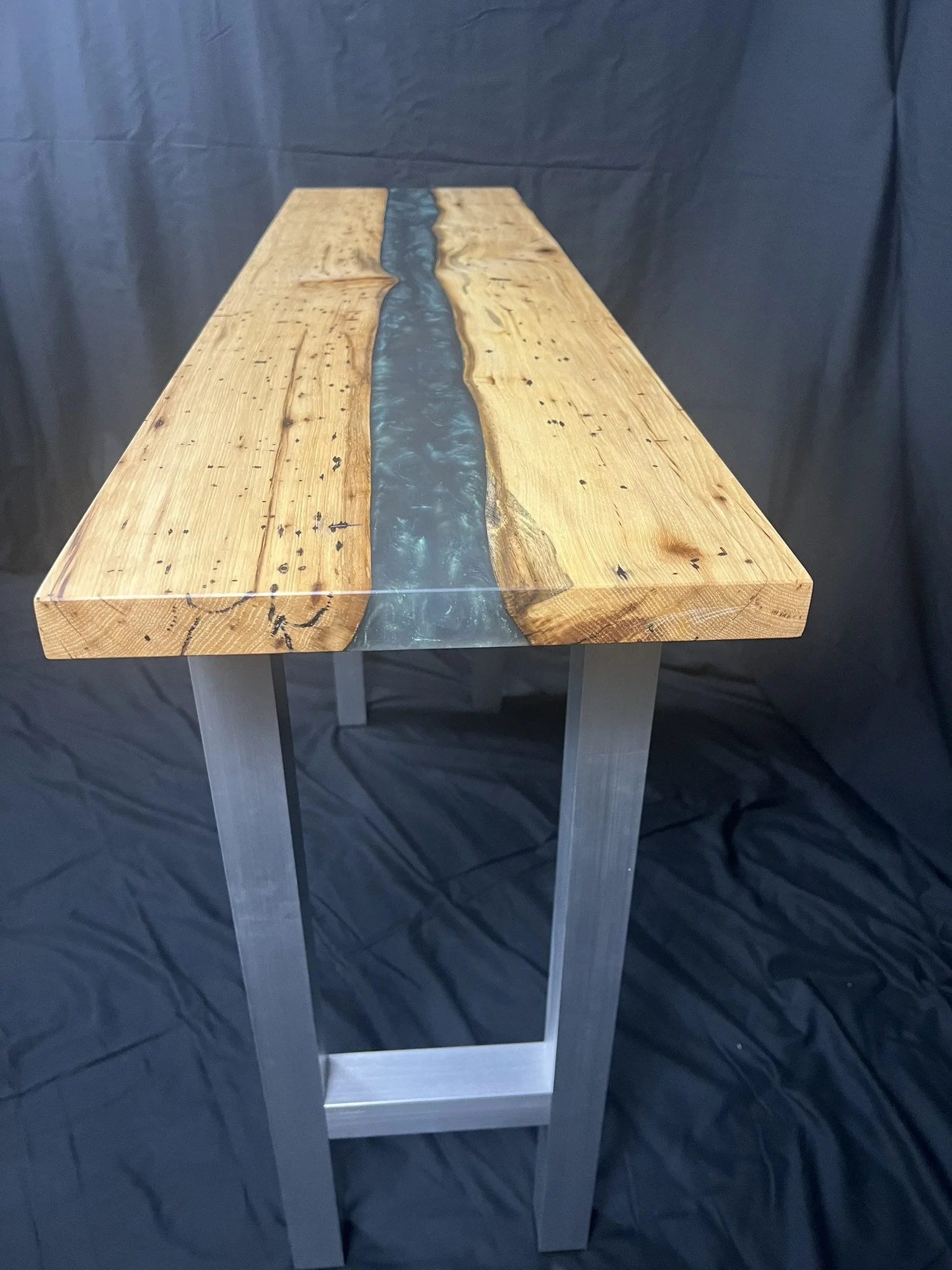 Pecan / Green Epoxy Entryway table