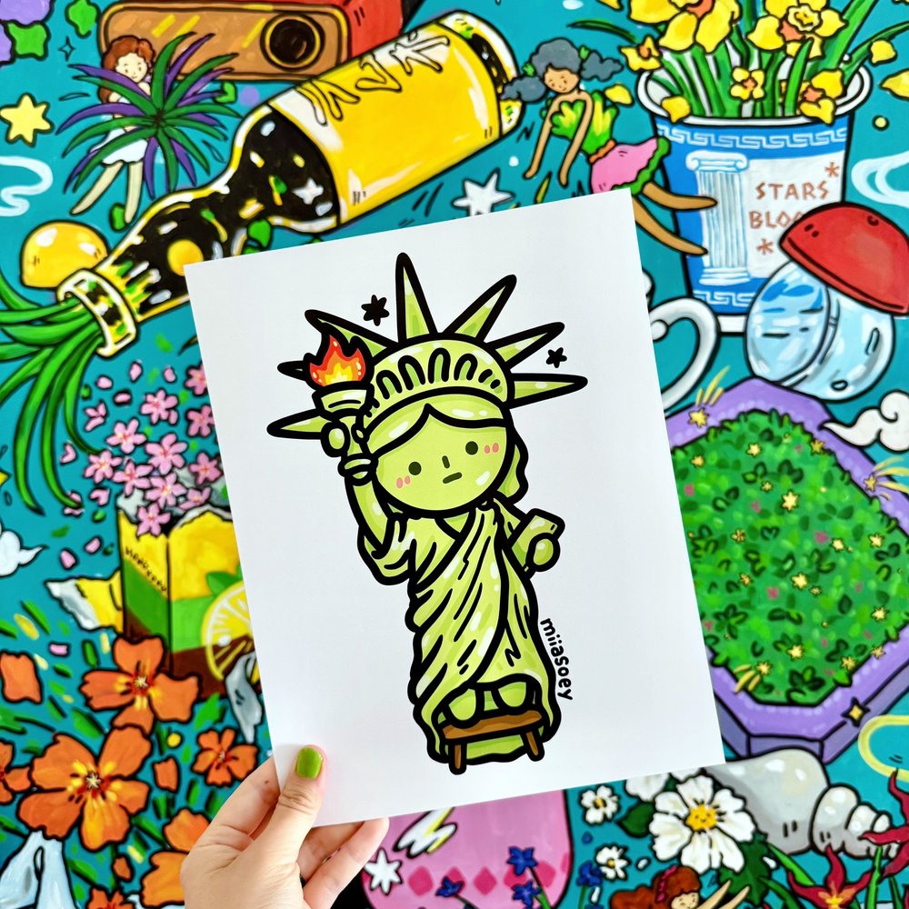 Statue of Smiski Art Print — helen so miiasoey