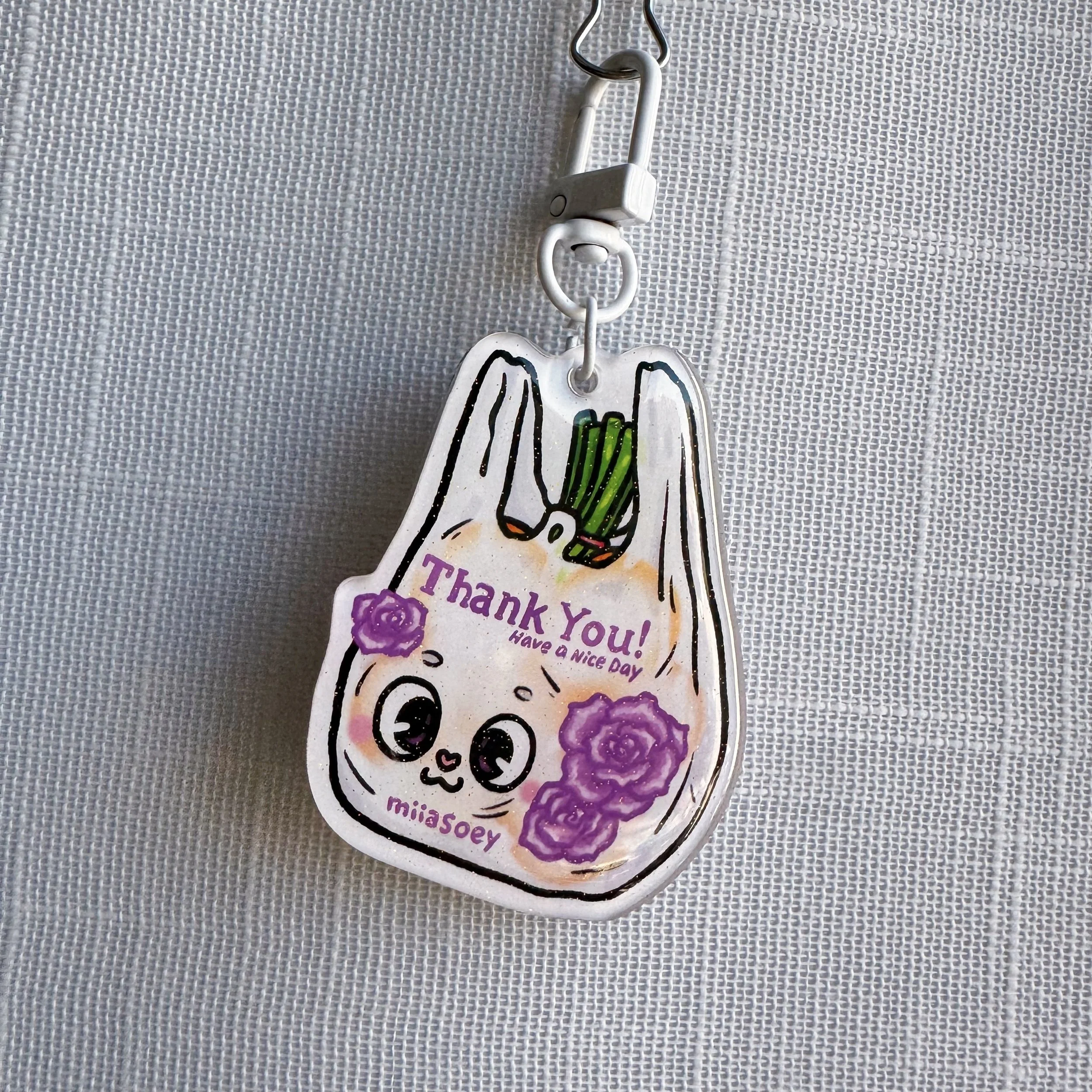 Thank You Bunny Bag Keychain