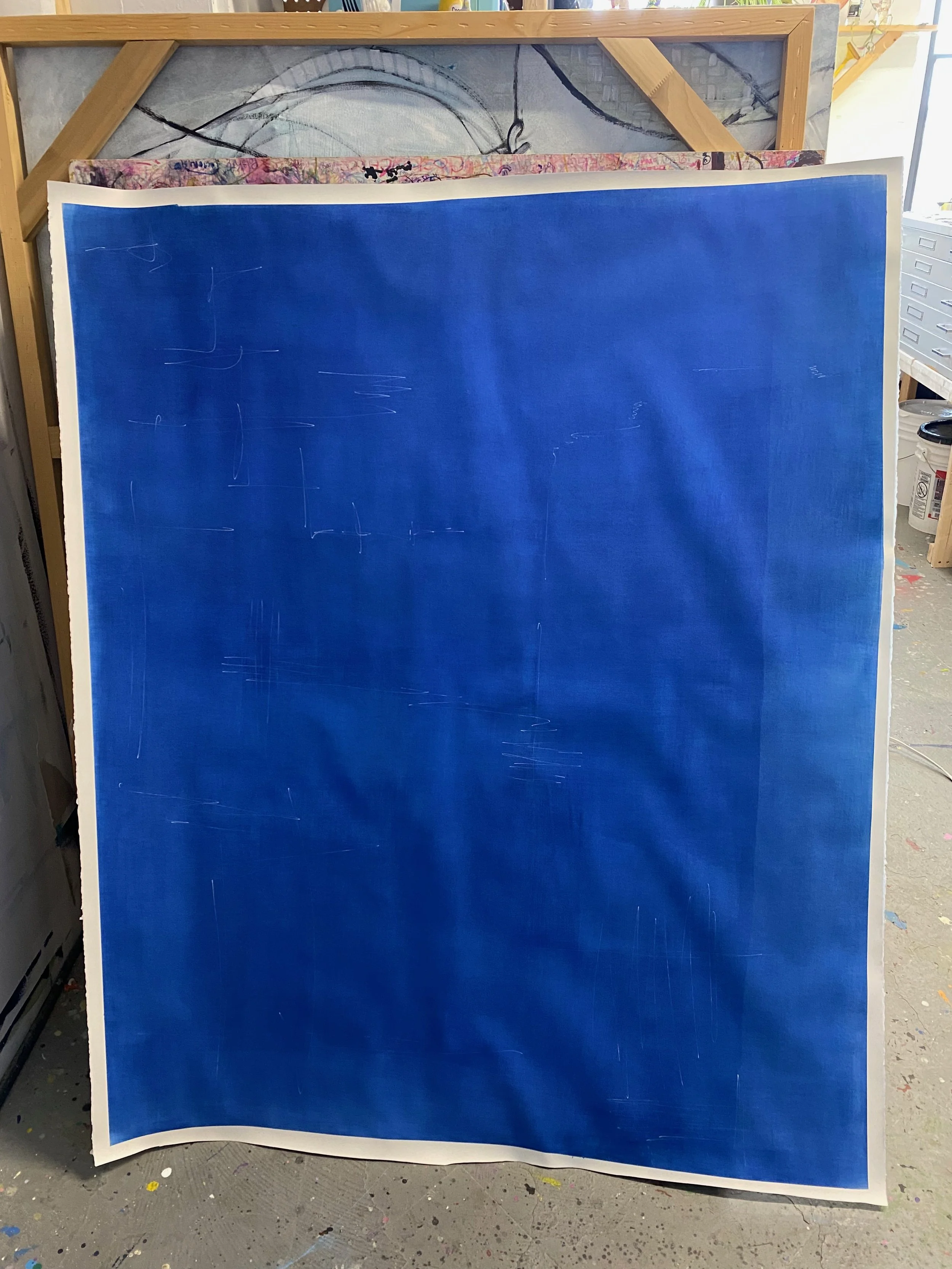 Throat Chakra 45" x 45" (ish) water color 2024 $1111