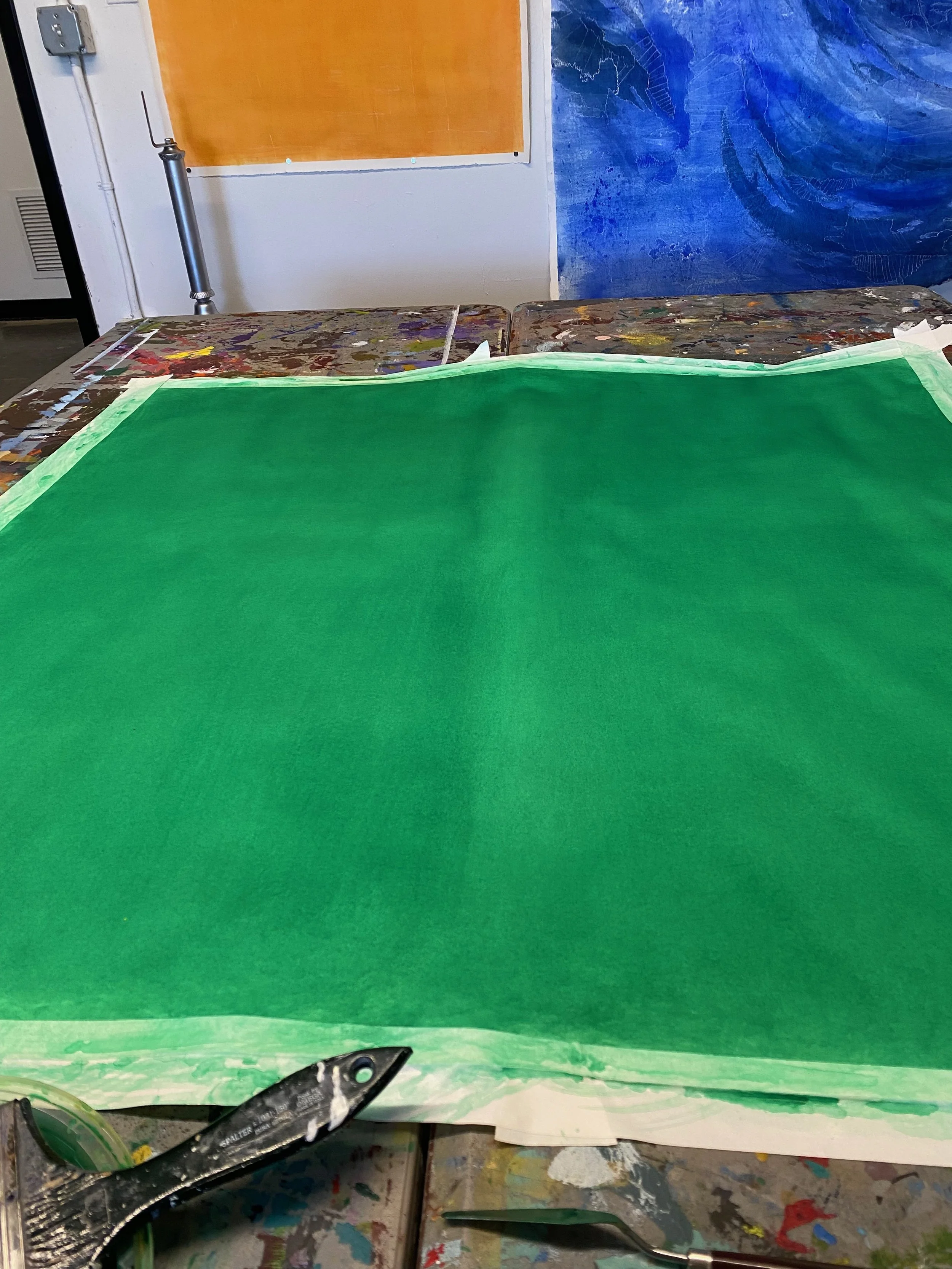 Heart Chakra 45" x 45" (ish) water color 2024 $1111