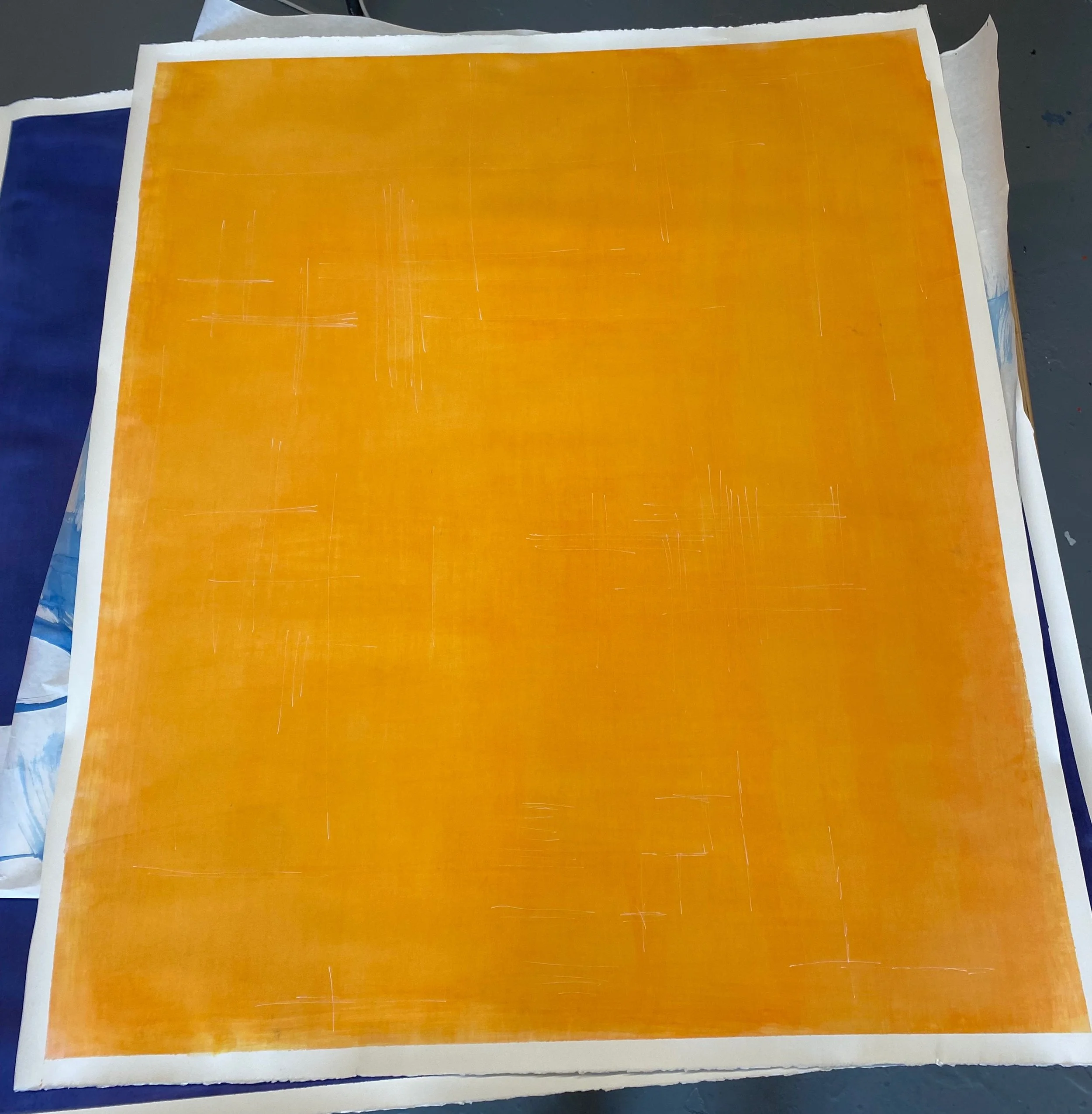 Sacral Chakra 45" x 45" (ish) water color 2024 $1111