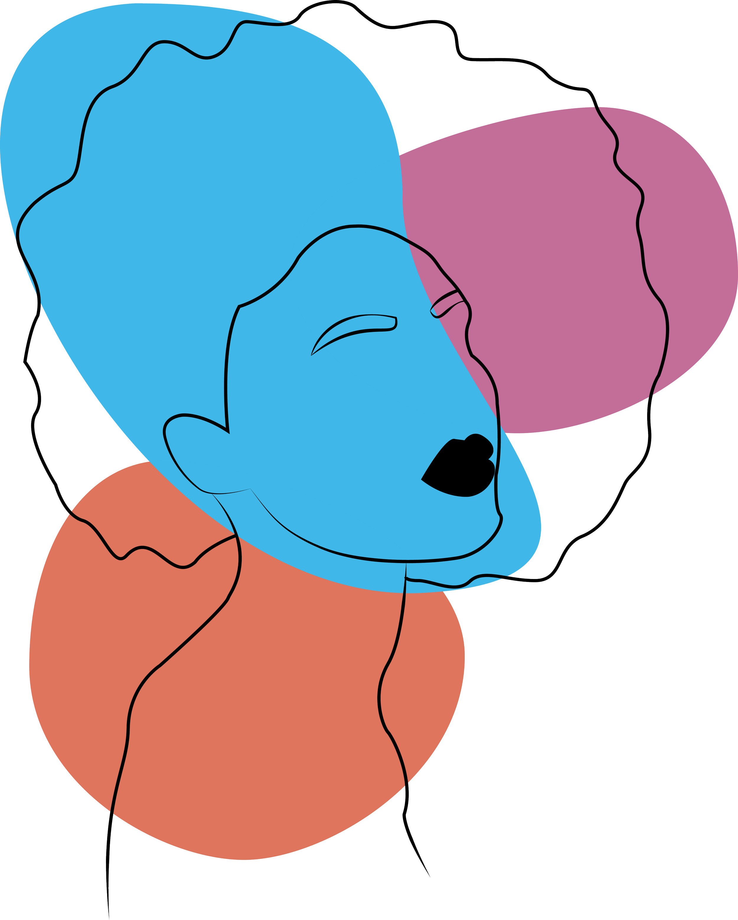 Curls, digital drawing, 16"x20," 2021, by Lauryn Grubbs