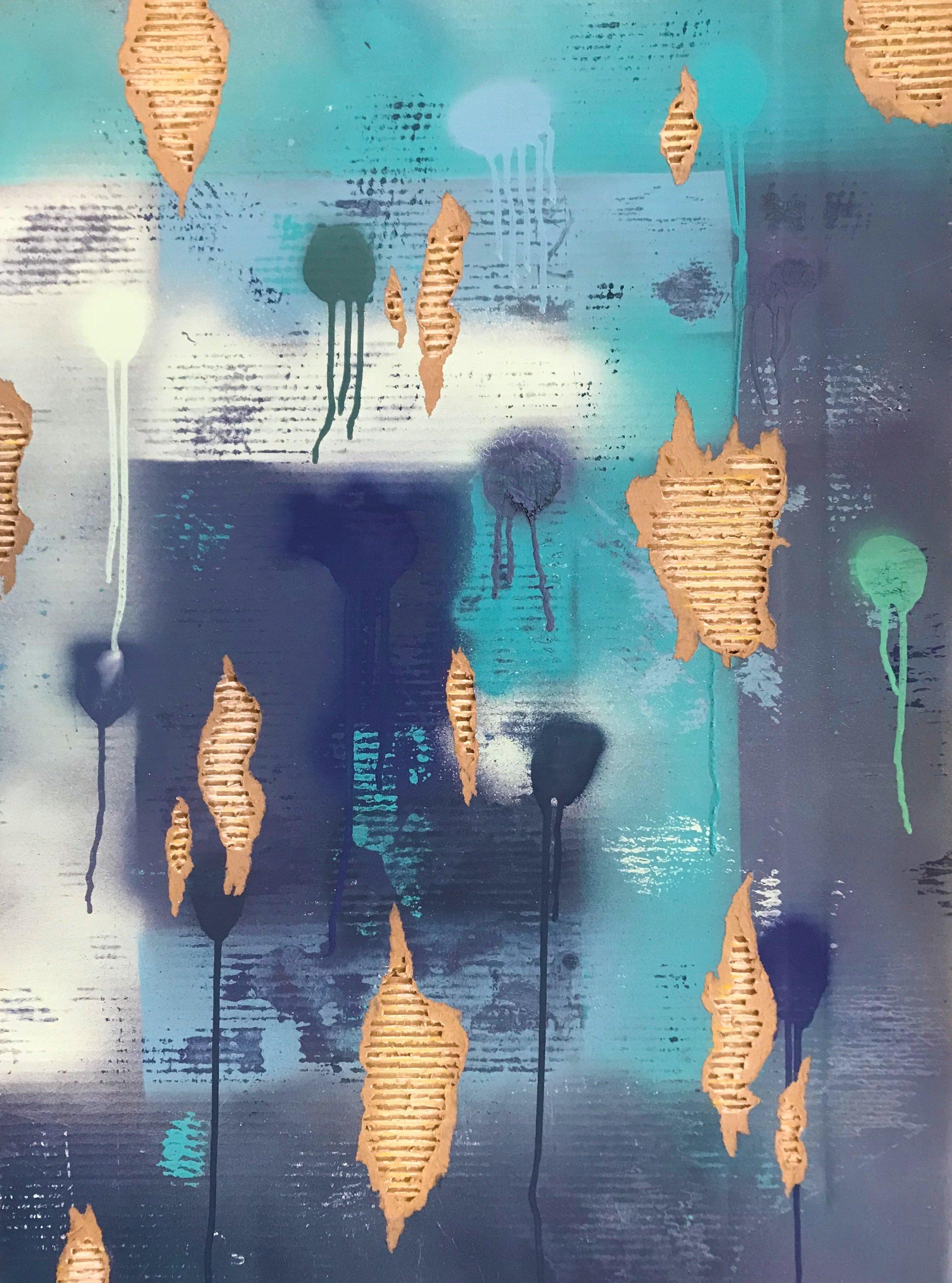 Indigo Blue, spraypaint on cardboard, 2017, by Lauryn Grubbs