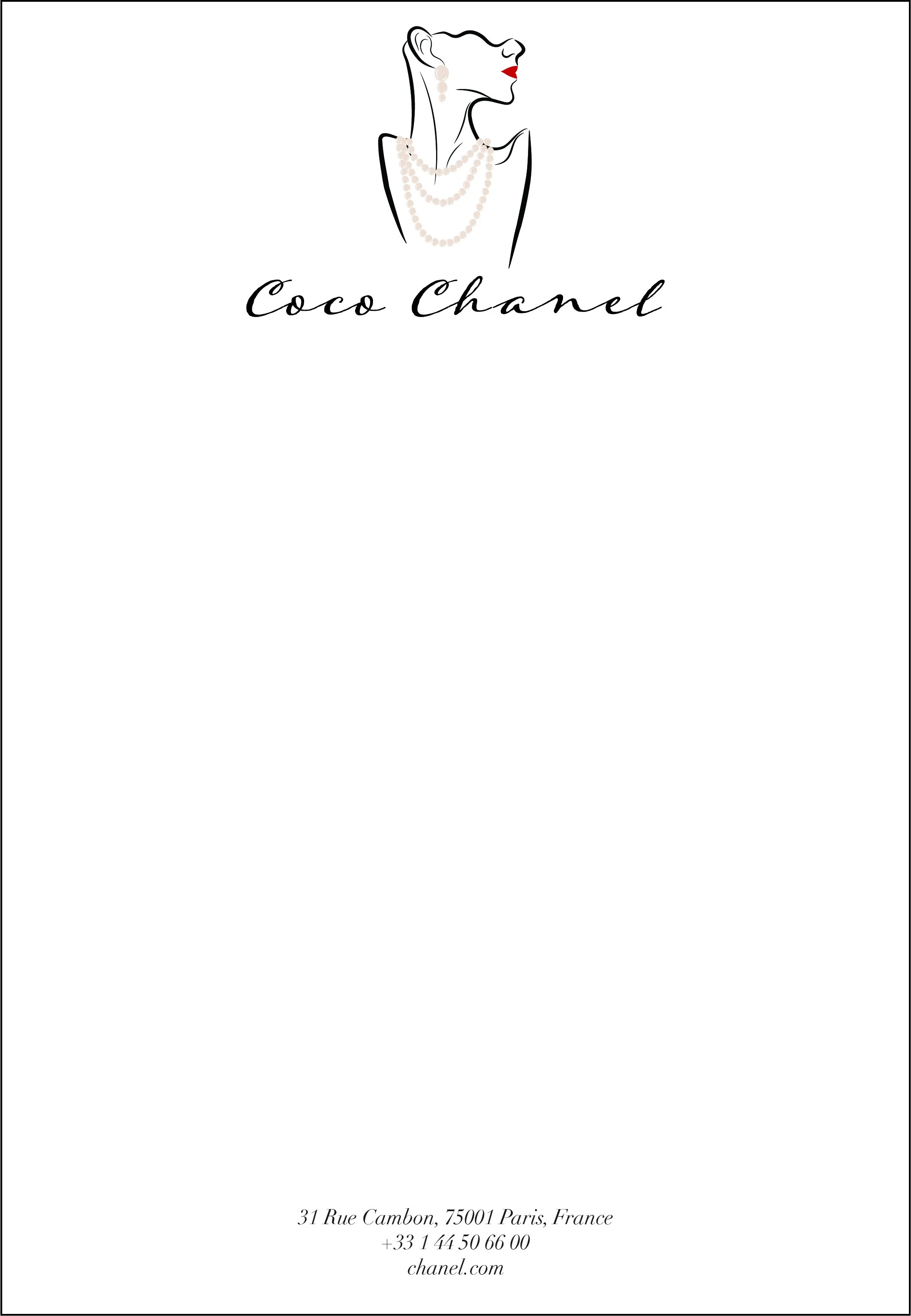 Gabrielle Chanel Letterhead, graphic design, 2022, by Lauryn Grubbs