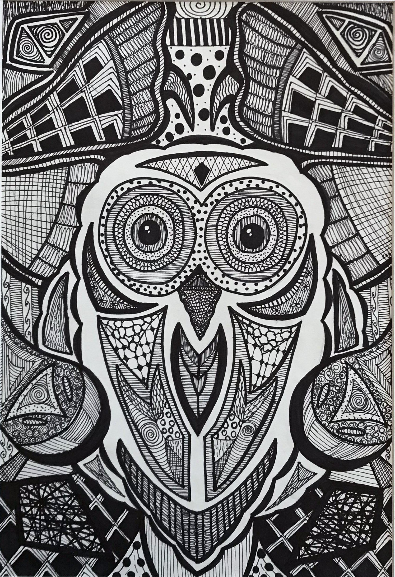 Zentangle in Pen, sharpie on paper, 2015, by Lauryn Grubbs