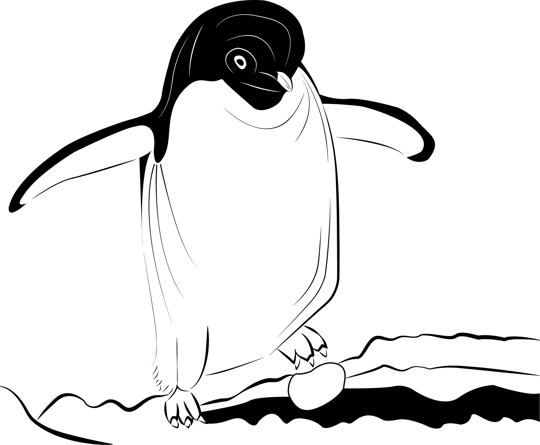 Penguin Minimal Line Rendition, digital drawing, 2022, by Lauryn Grubbs