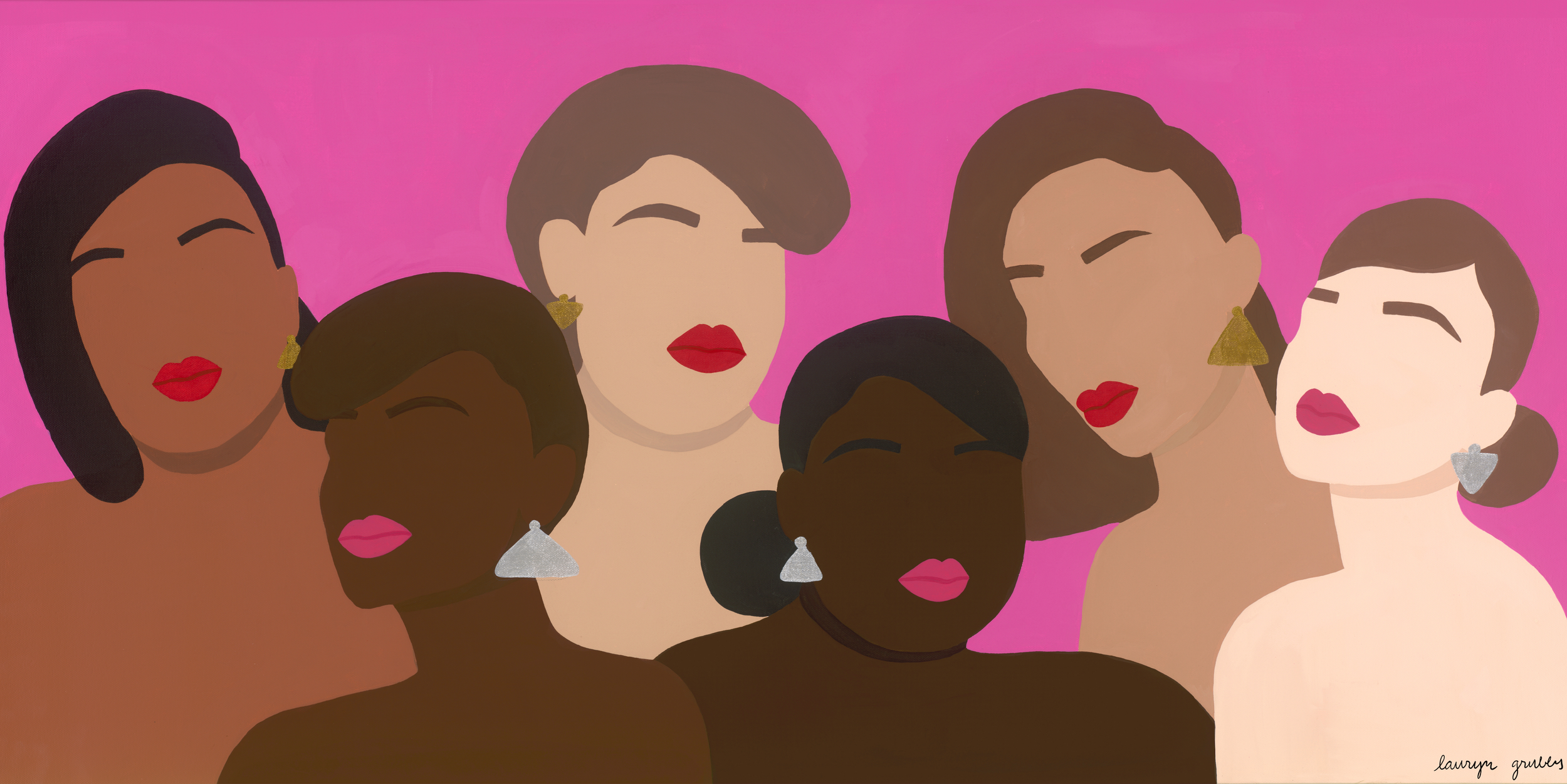 Sisterhood, acrylic on canvas, 24"x48," 2021, by Lauryn Grubbs